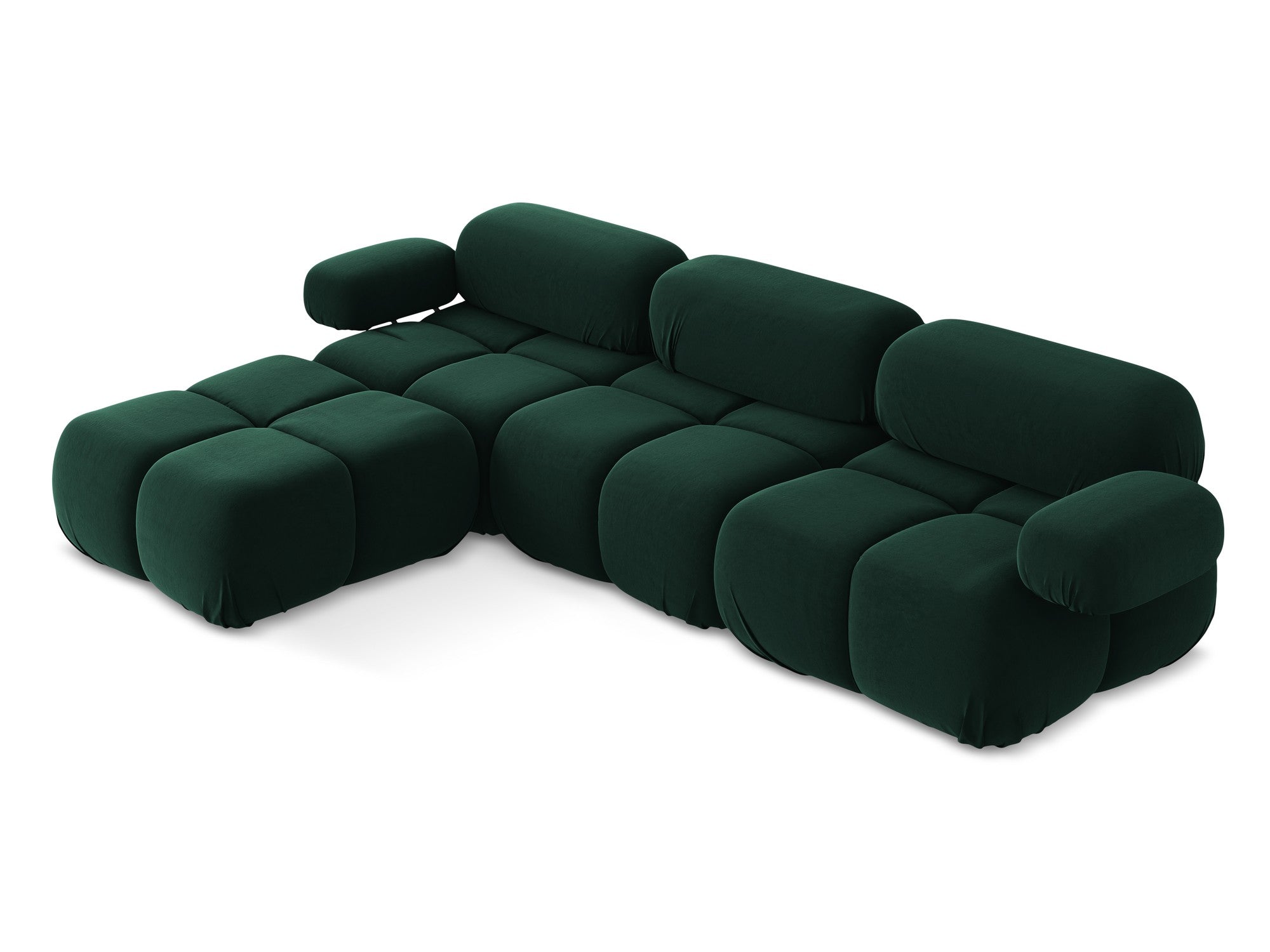 Universal velvet modular corner sofa LOKUA in bottle green