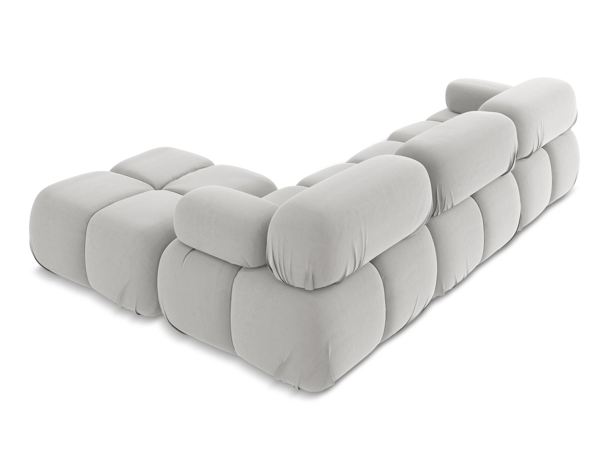 Modularer Samt-Ecksofa LOKUA in Silber