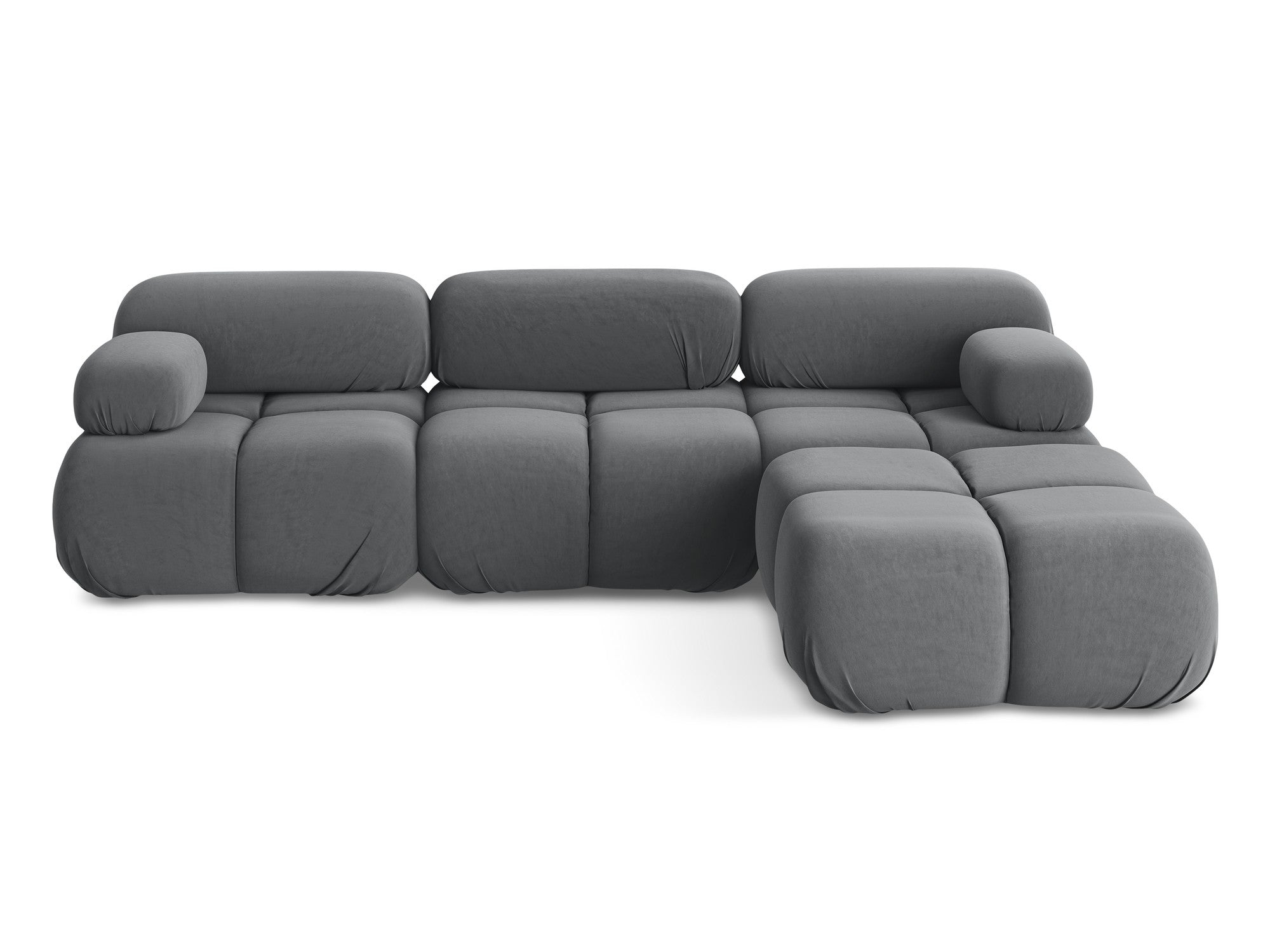 Modularer Samt-Ecksofa LOKUA in Stahlgrau