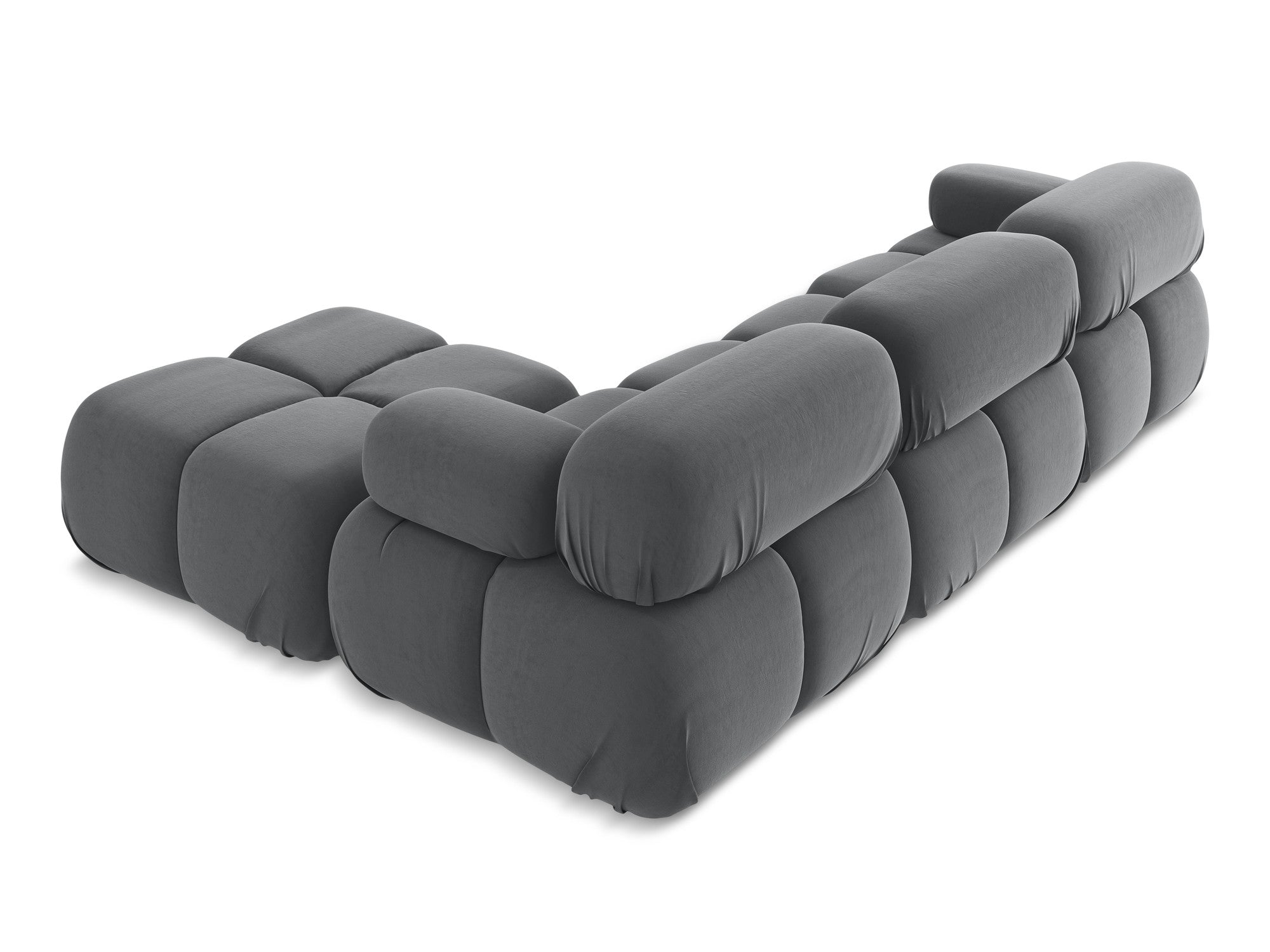 Modularer Samt-Ecksofa LOKUA in Stahlgrau