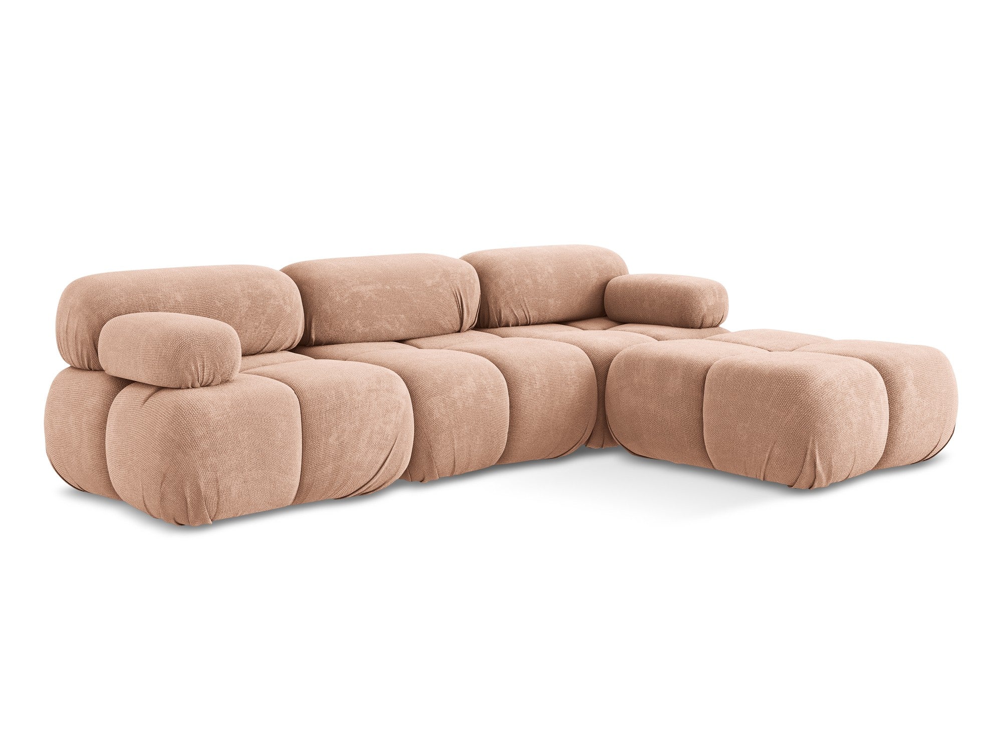 Modularer Ecksofa LOKUA in pfirsichfarbenem Chenille
