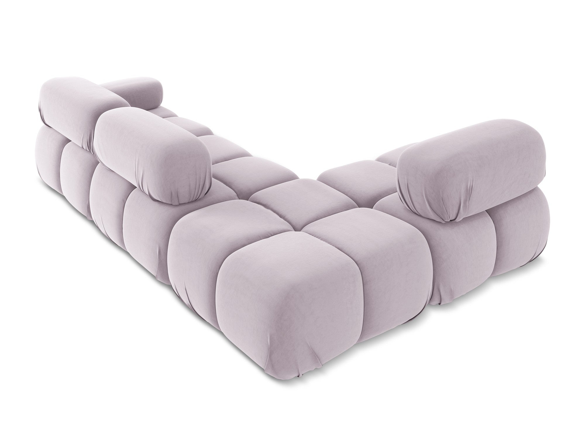 Left-sided velvet modular corner sofa LOKUA in lavender