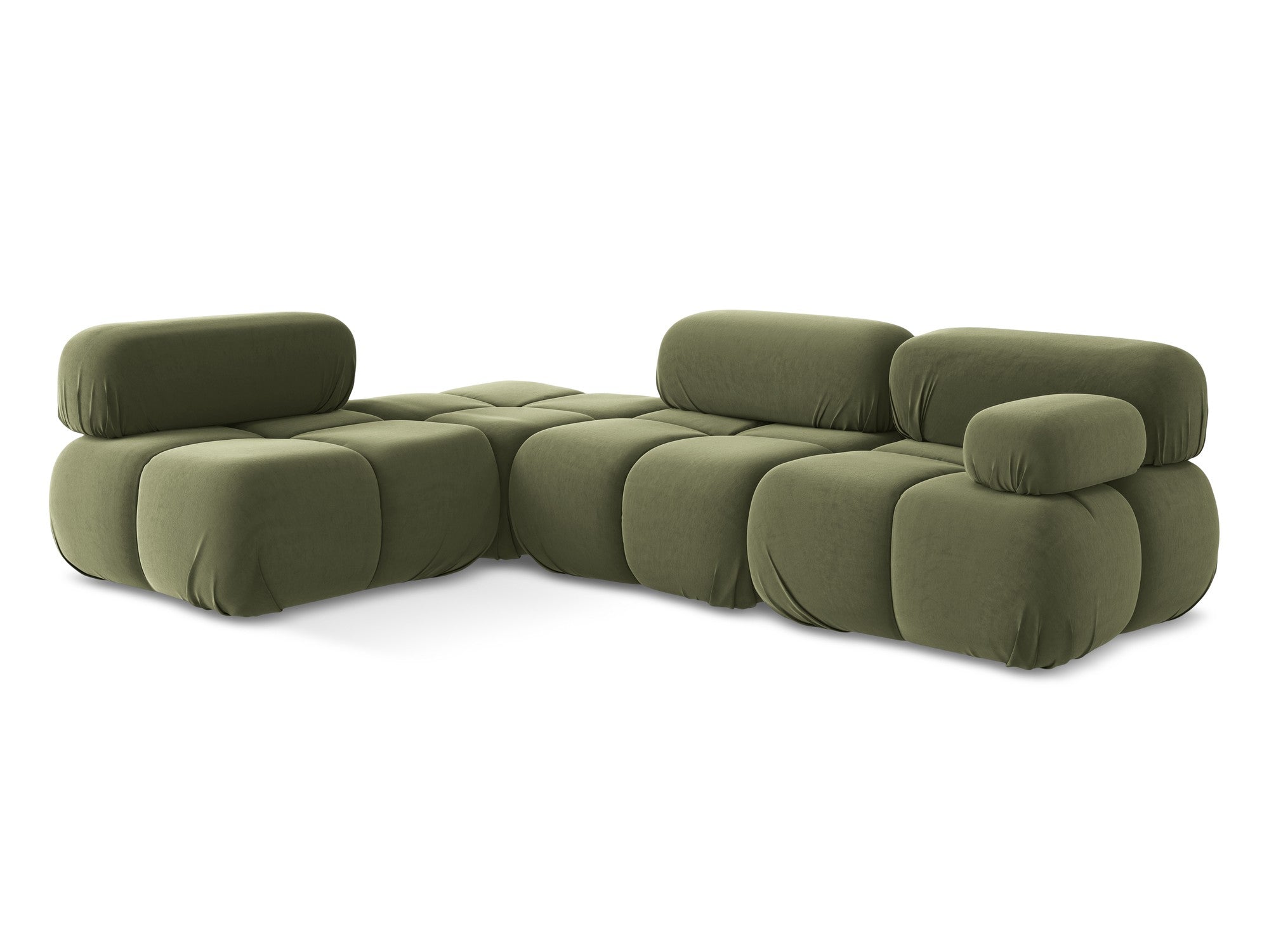 Modularer Samt-Ecksofa links LOKUA olivgrün