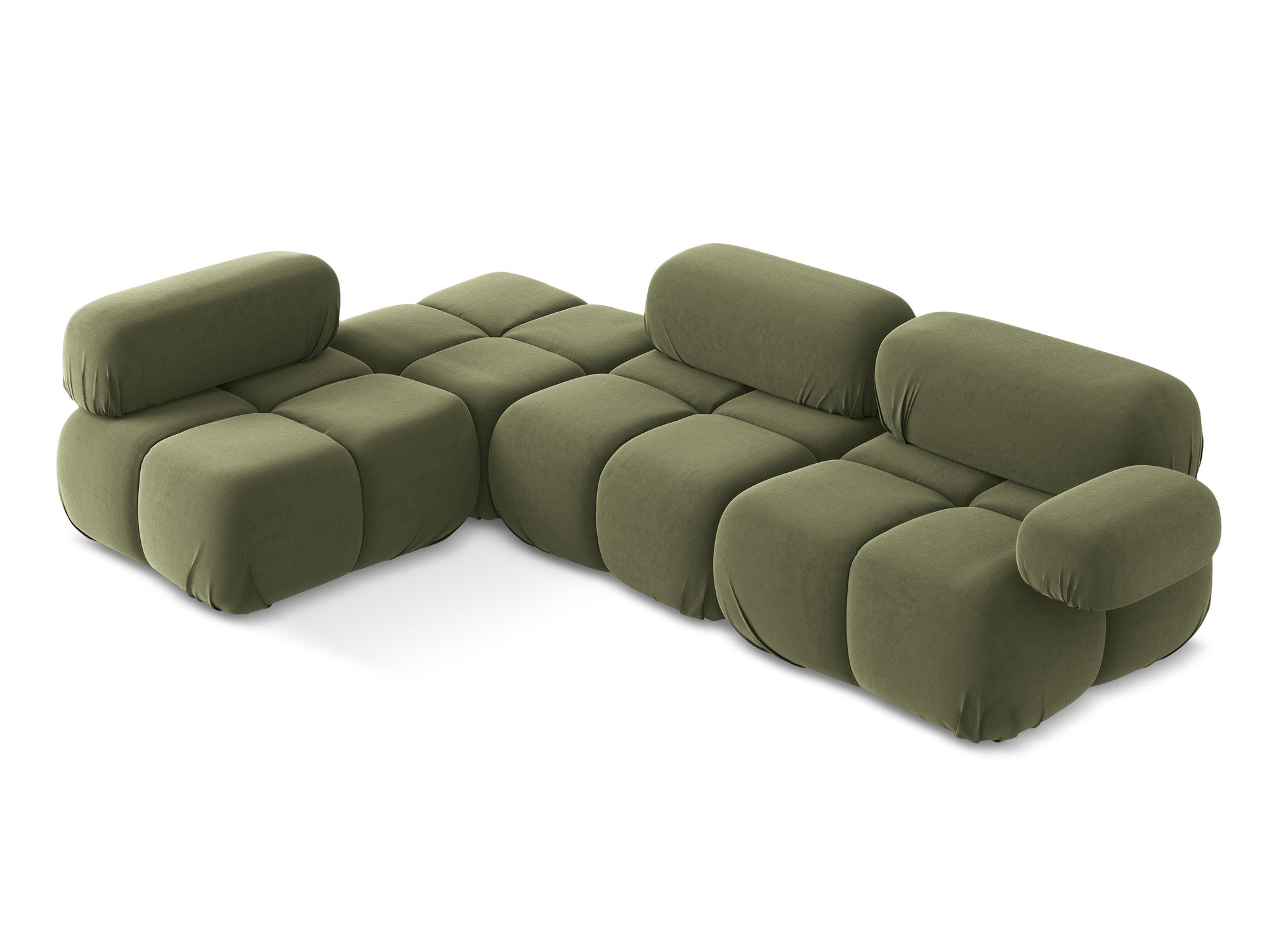 Modularer Samt-Ecksofa links LOKUA olivgrün