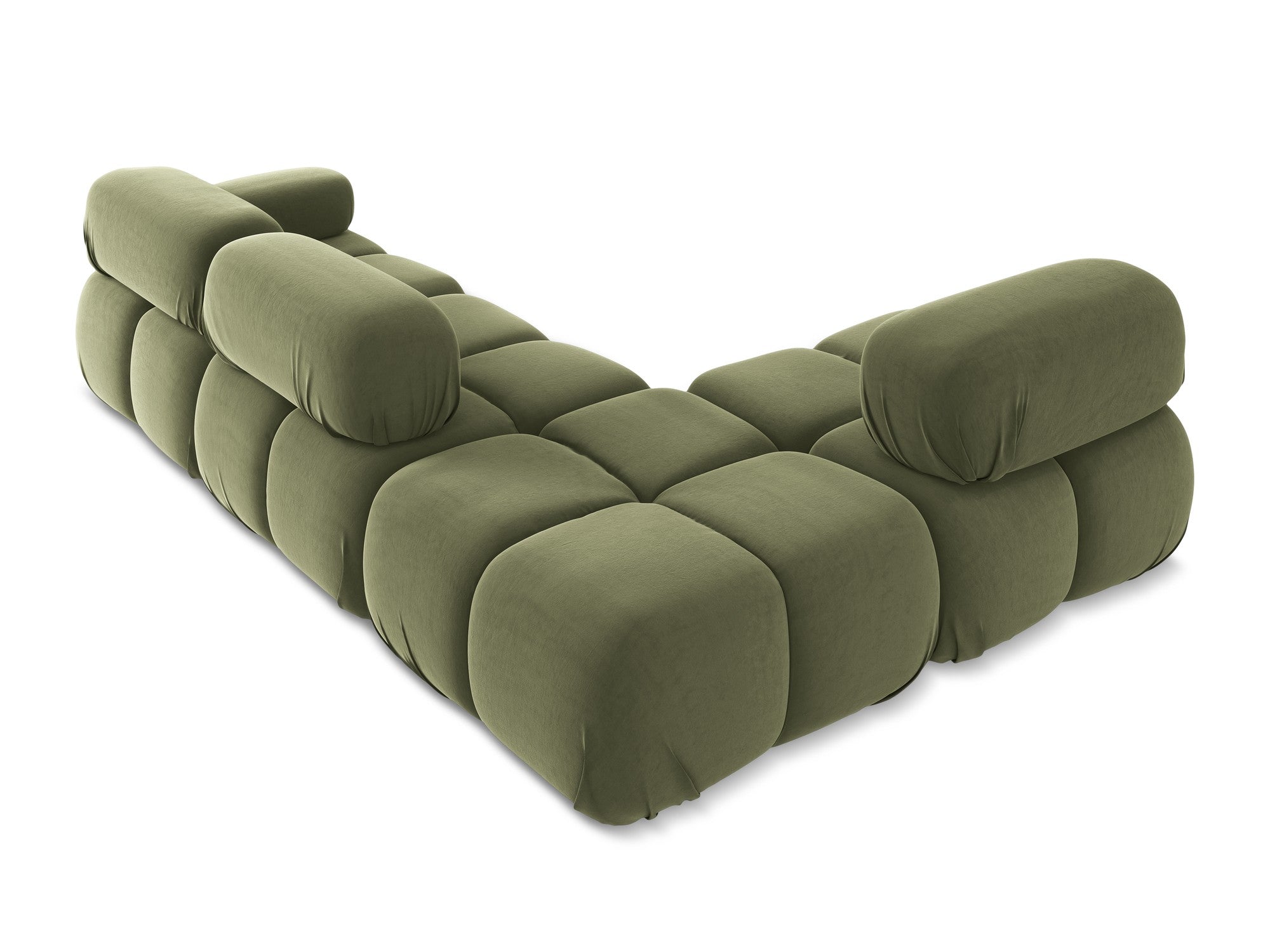 Modularer Samt-Ecksofa links LOKUA olivgrün