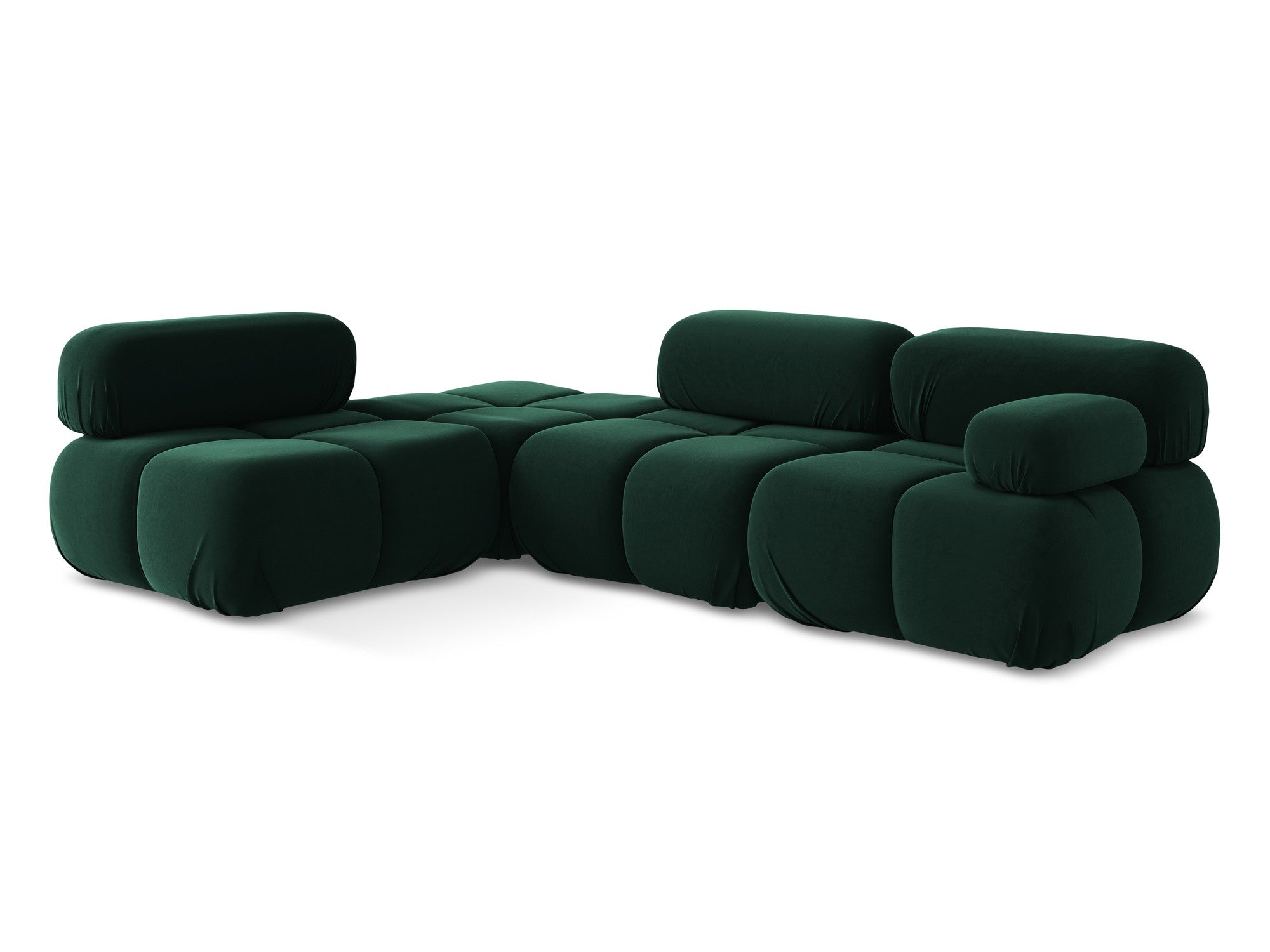 Left-sided modular velvet corner sofa LOKUA in bottle green