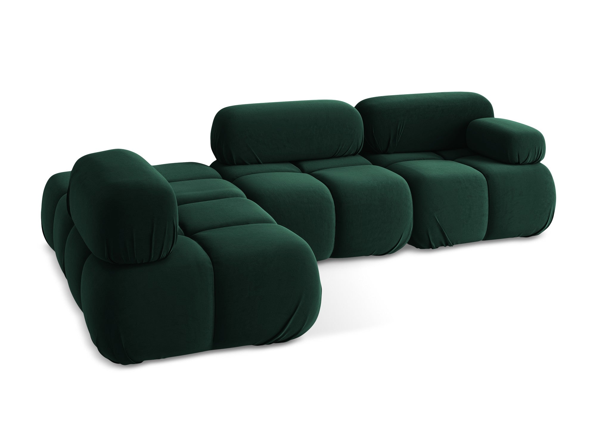 Left-sided modular velvet corner sofa LOKUA in bottle green