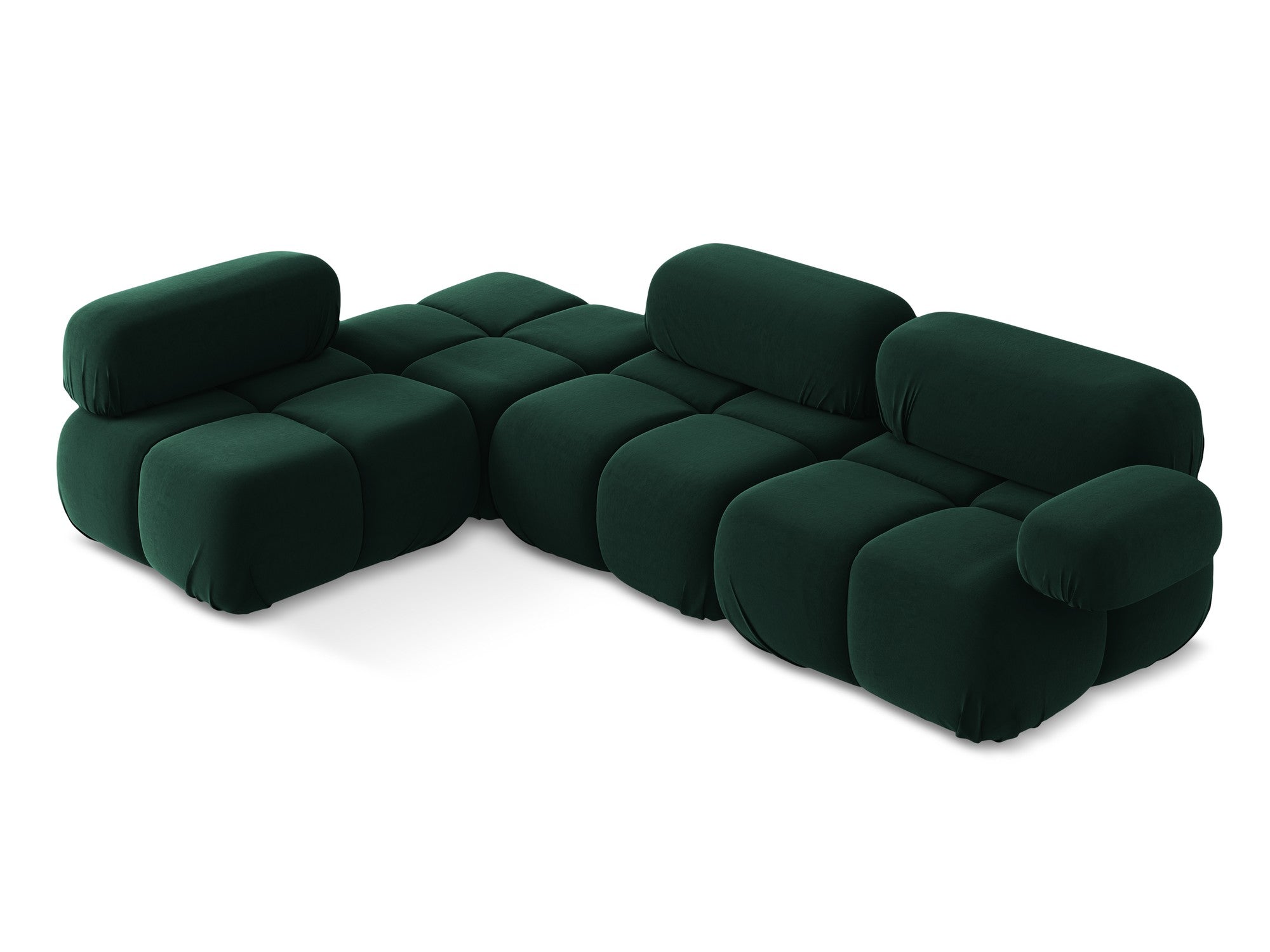 Left-sided modular velvet corner sofa LOKUA in bottle green