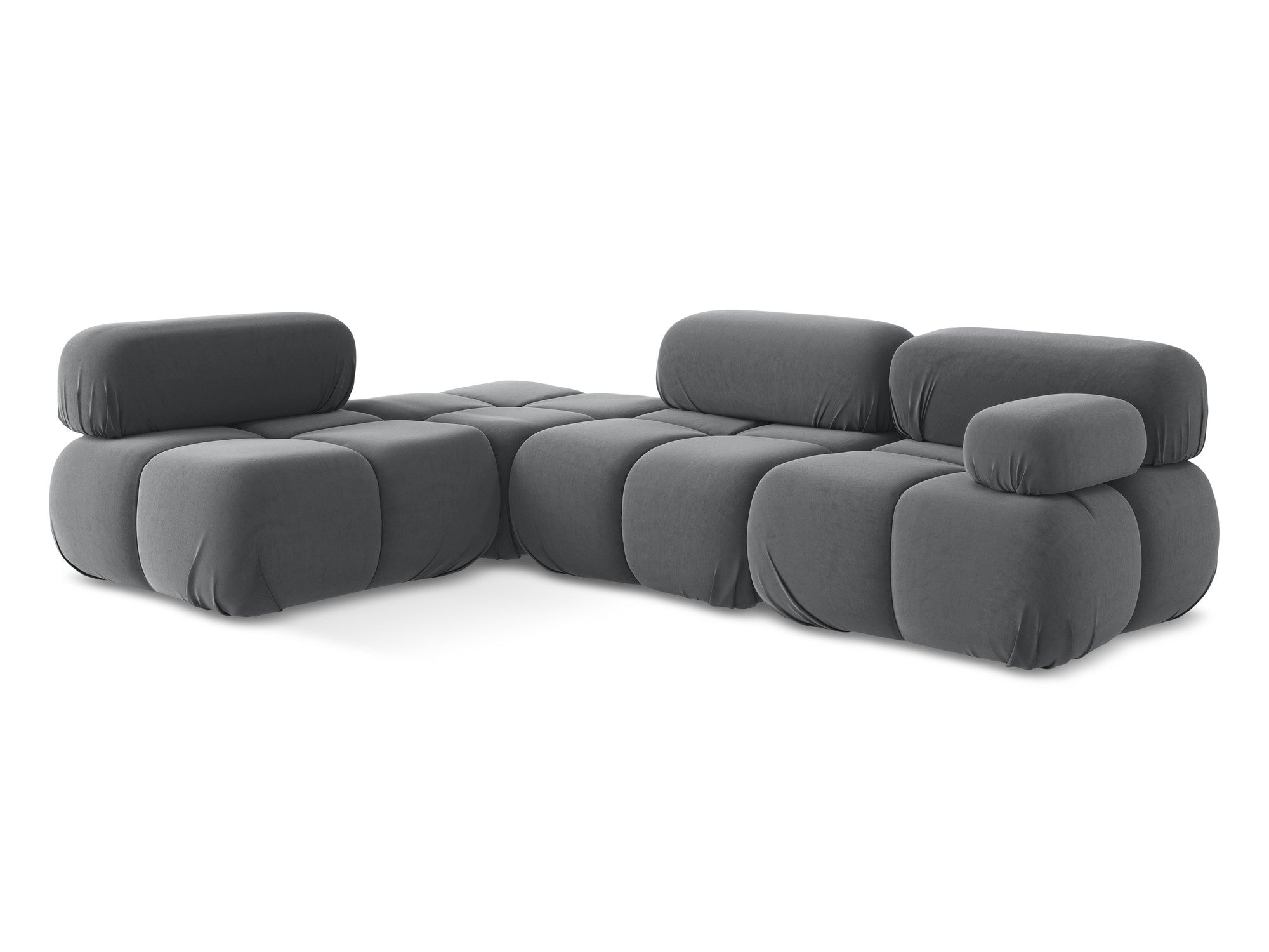 Modularer Samt-Ecksofa links LOKUA stahlgrau