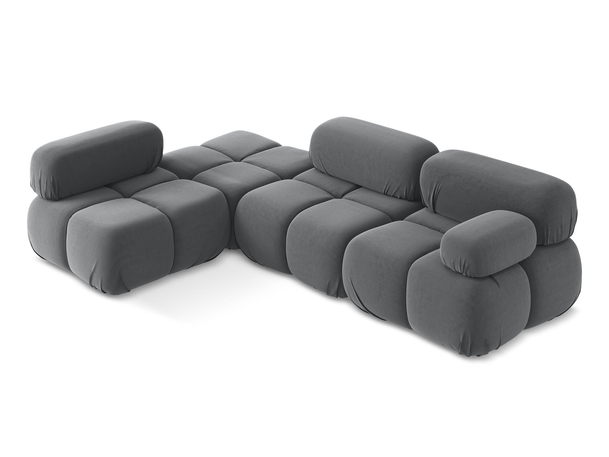 Modularer Samt-Ecksofa links LOKUA stahlgrau