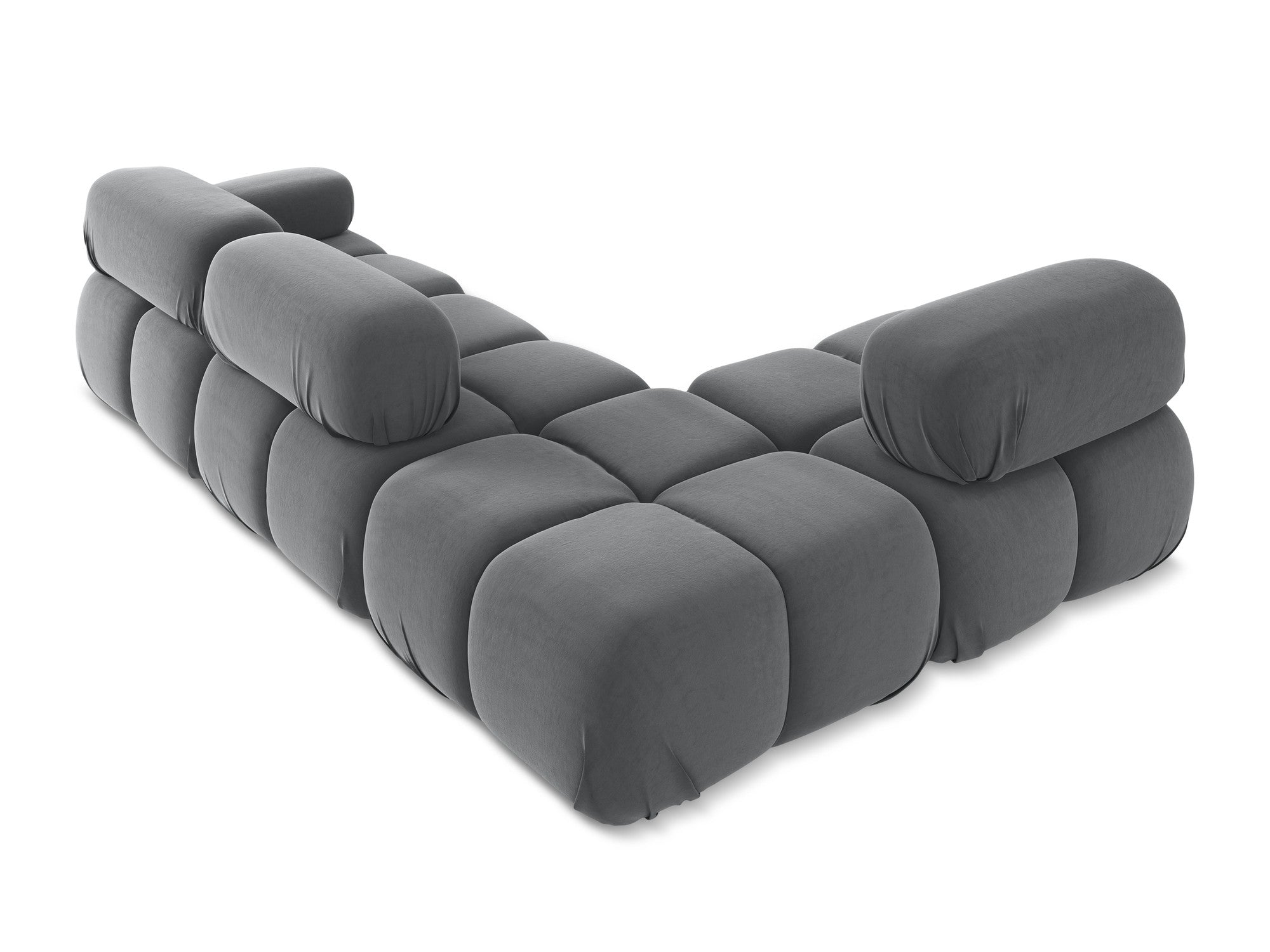 Modularer Samt-Ecksofa links LOKUA stahlgrau