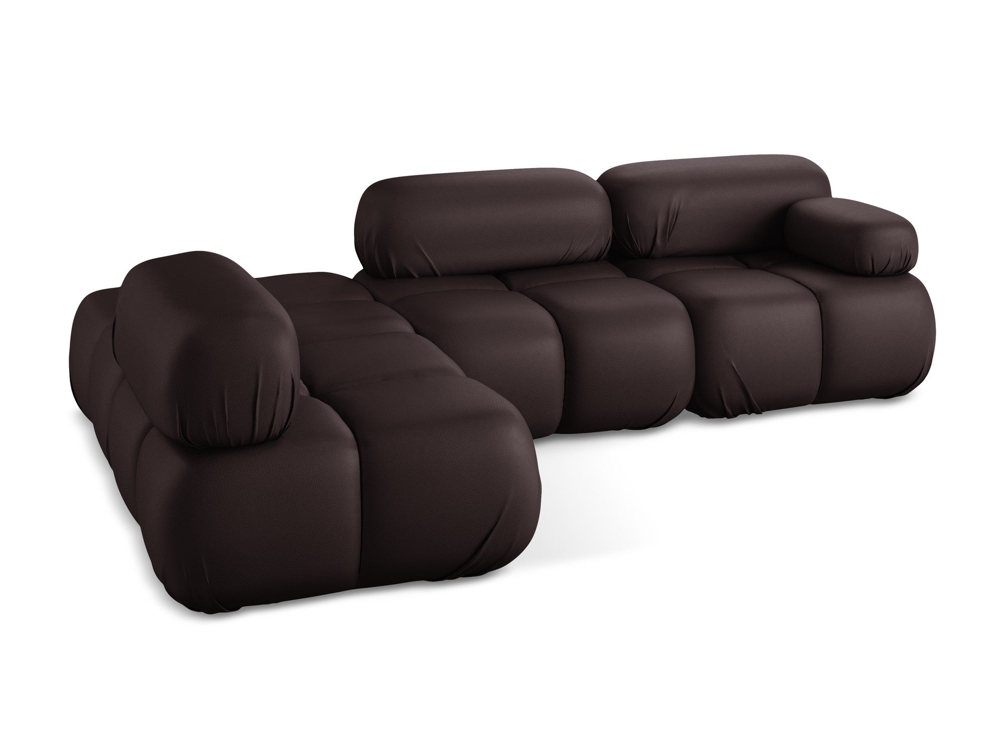 Left-sided modular corner sofa LOKUA in plum eco-leather