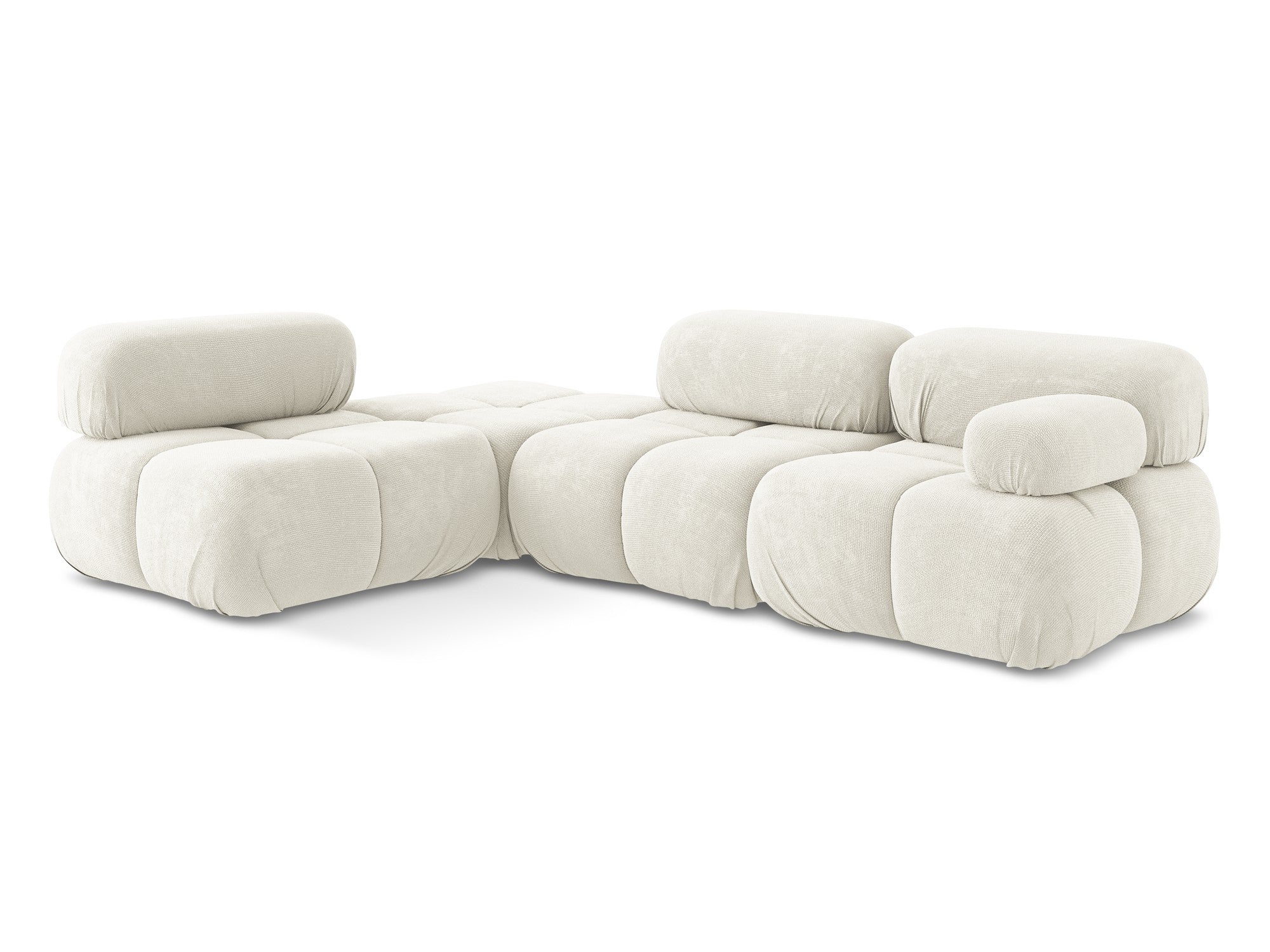 Left-sided modular corner sofa LOKUA white chenille
