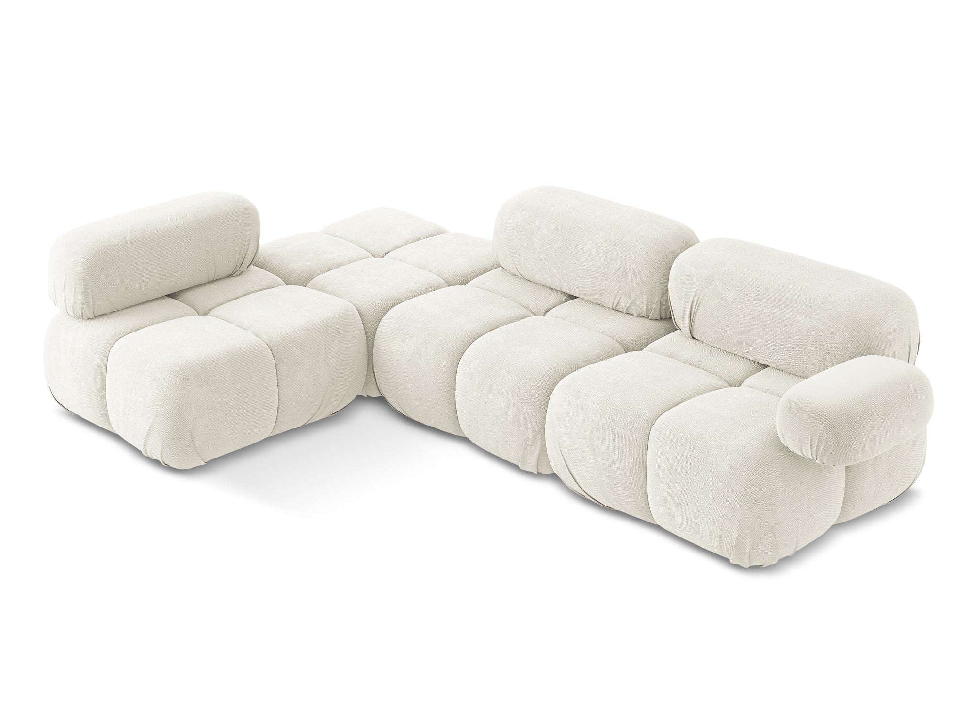 Left-sided modular corner sofa LOKUA white chenille