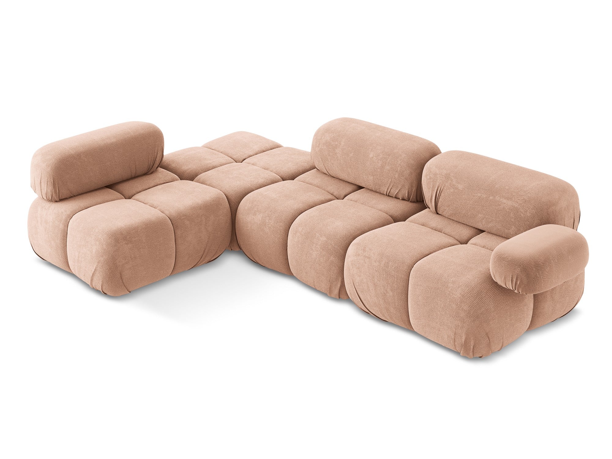 Modularer linksseitiger Ecksofa LOKUA in pfirsichfarbenem Chenille