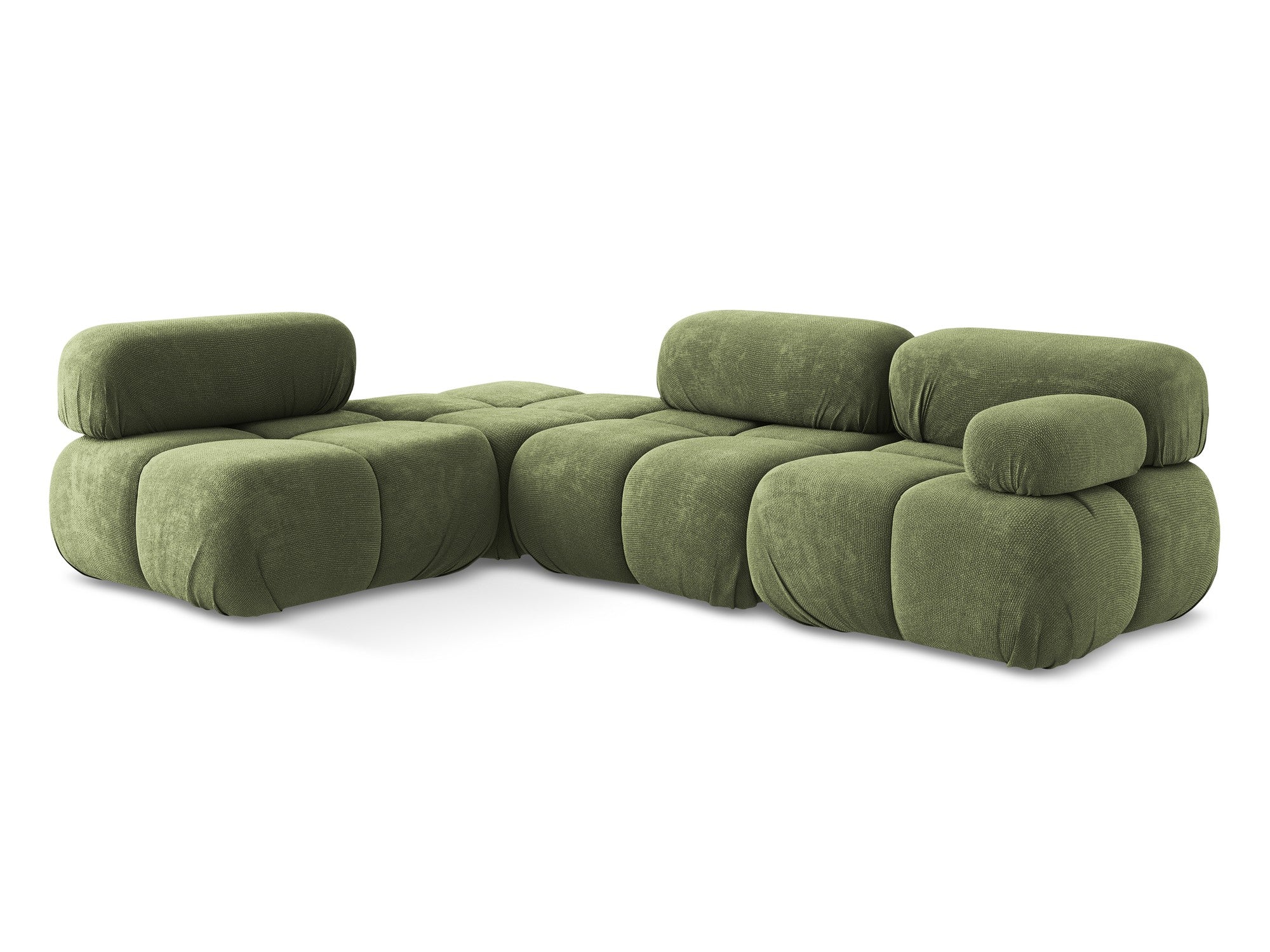 Modularer linksseitiger Ecksofa LOKUA in grünem Chenille