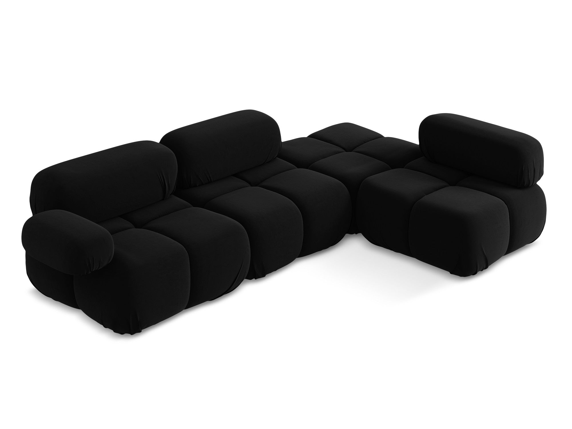 Black right-sided velvet modular corner sofa LOKUA