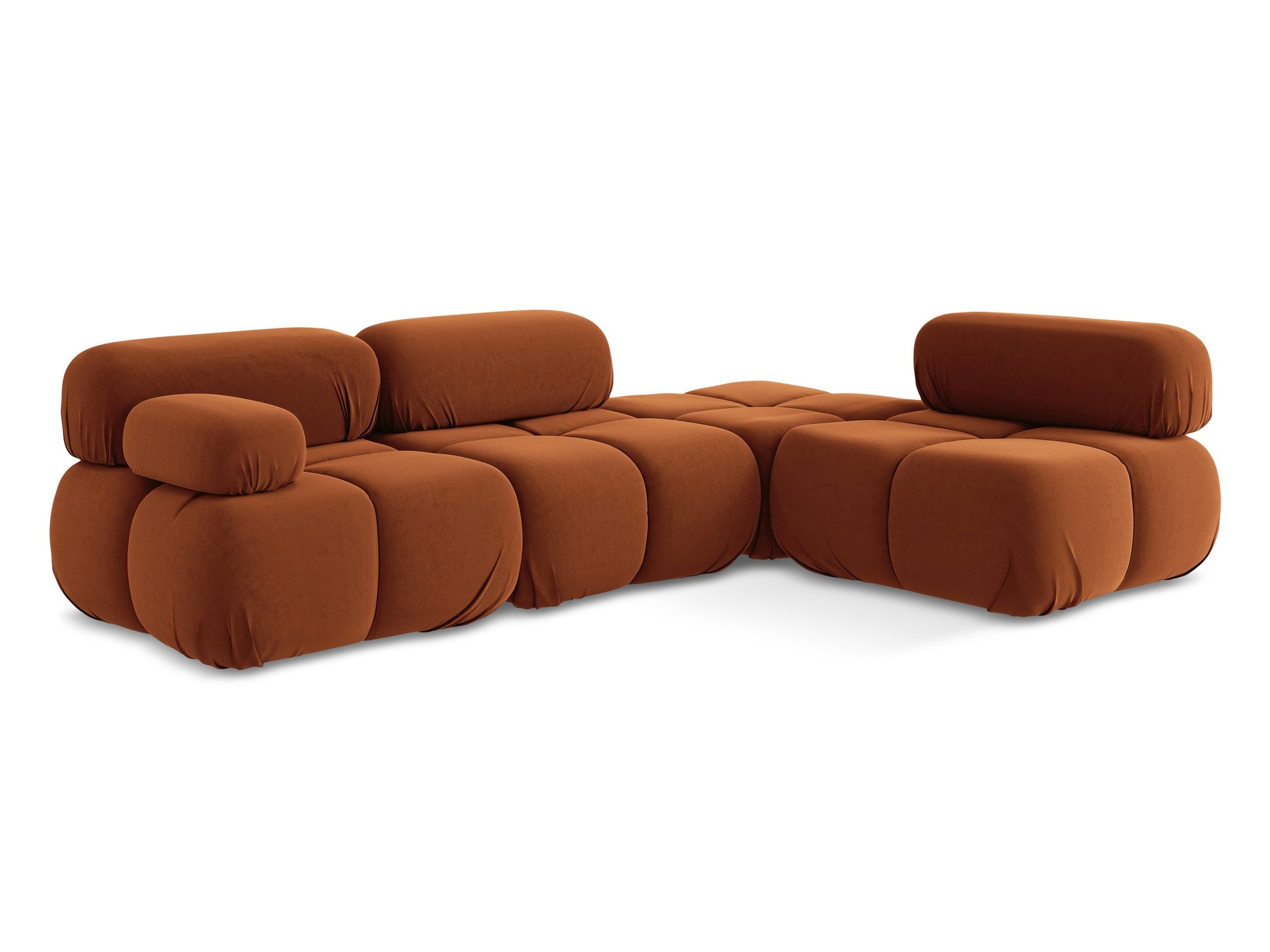 Velvet modular corner sofa right-sided LOKUA terracotta
