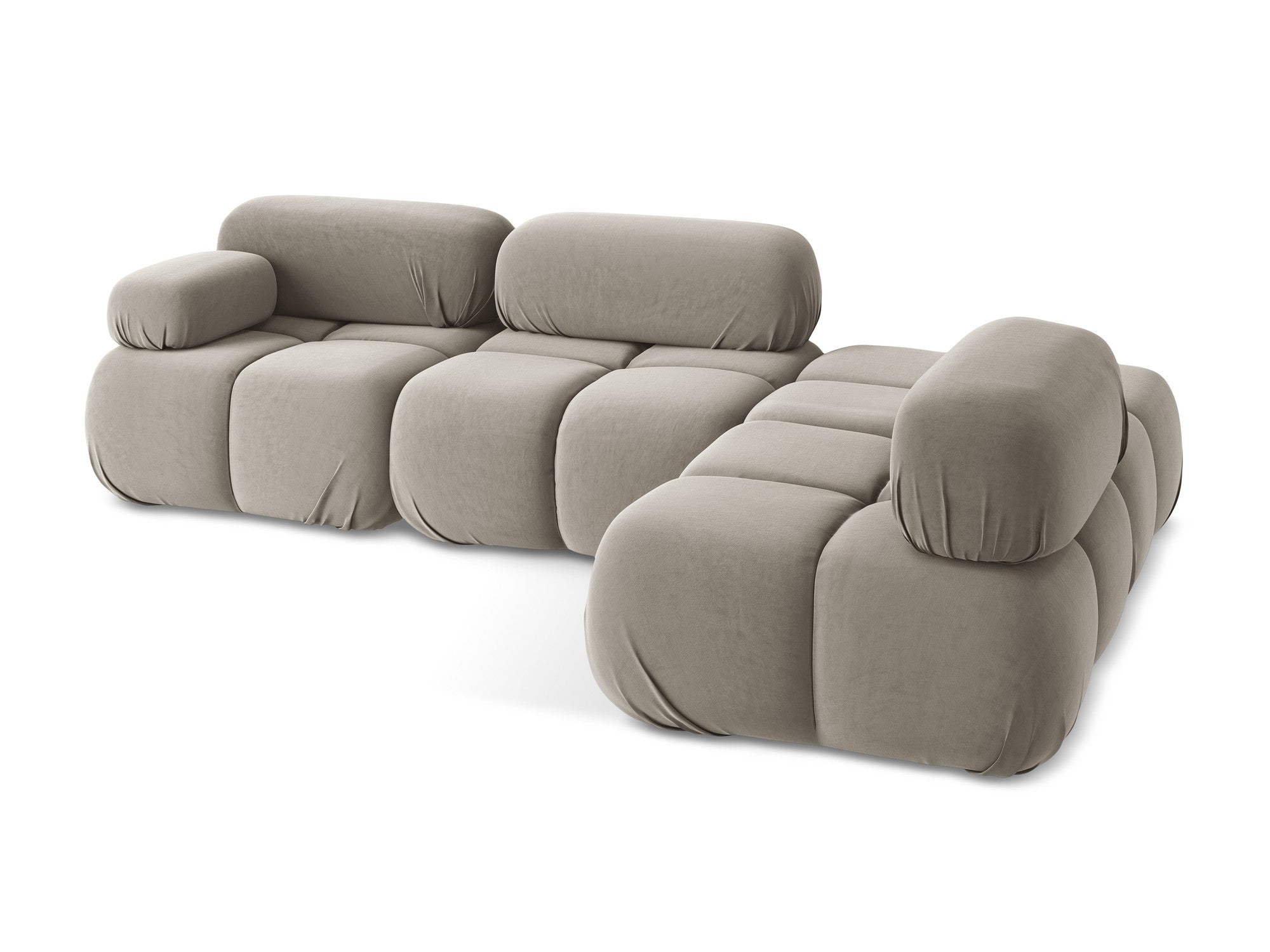 Taupe Right-Sided Velvet Modular Corner Sofa LOKUA