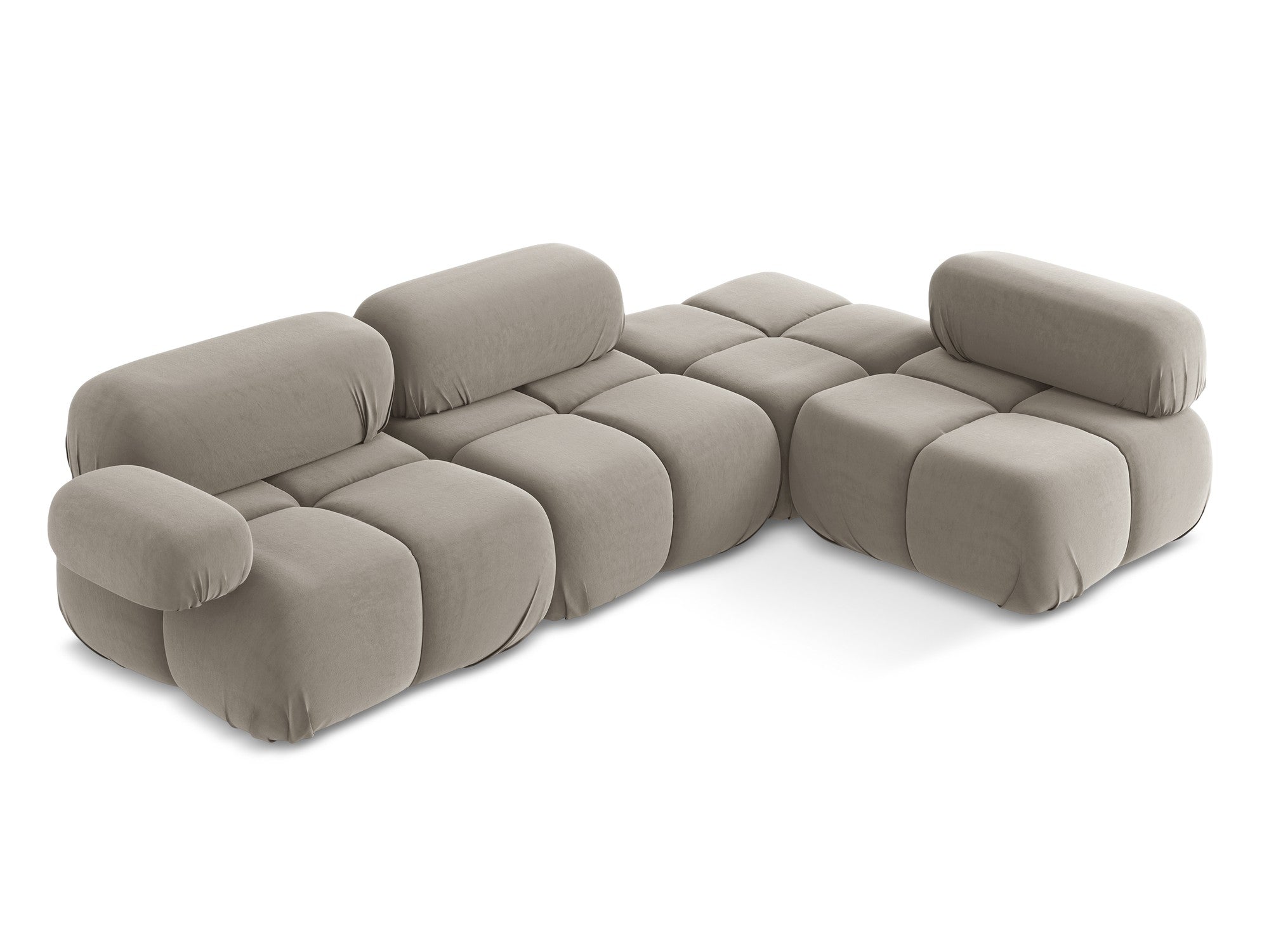 Taupe Right-Sided Velvet Modular Corner Sofa LOKUA