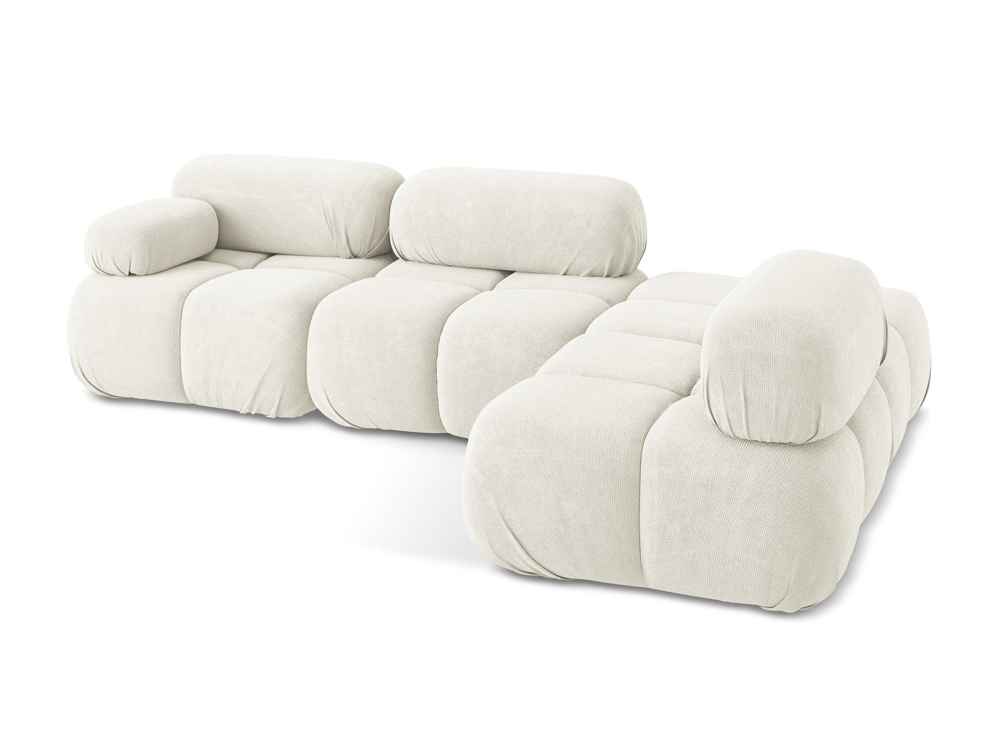 Rechtsseitige modulare Eckcouch LOKUA aus weißem Chenille