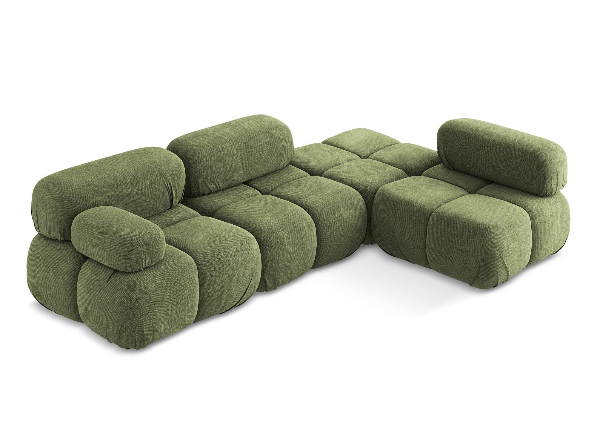 Right-facing modular corner sofa LOKUA green chenille