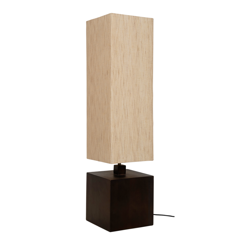 Lampa podłogowa VIDAR drewno mango z beżowym abażurem
