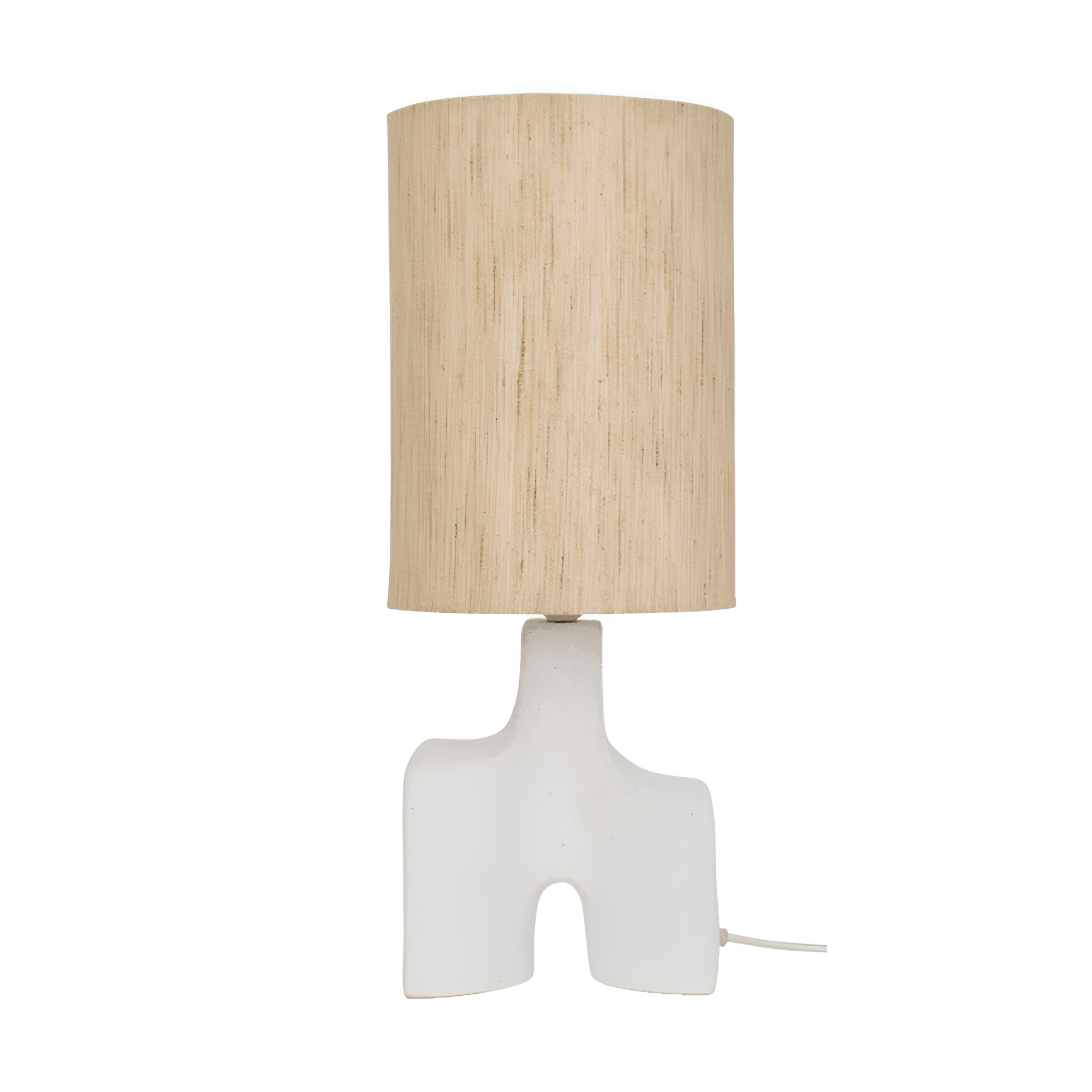 Lampa stołowa HIKARI ceramiczna podstawa z piaskowym abażurem
