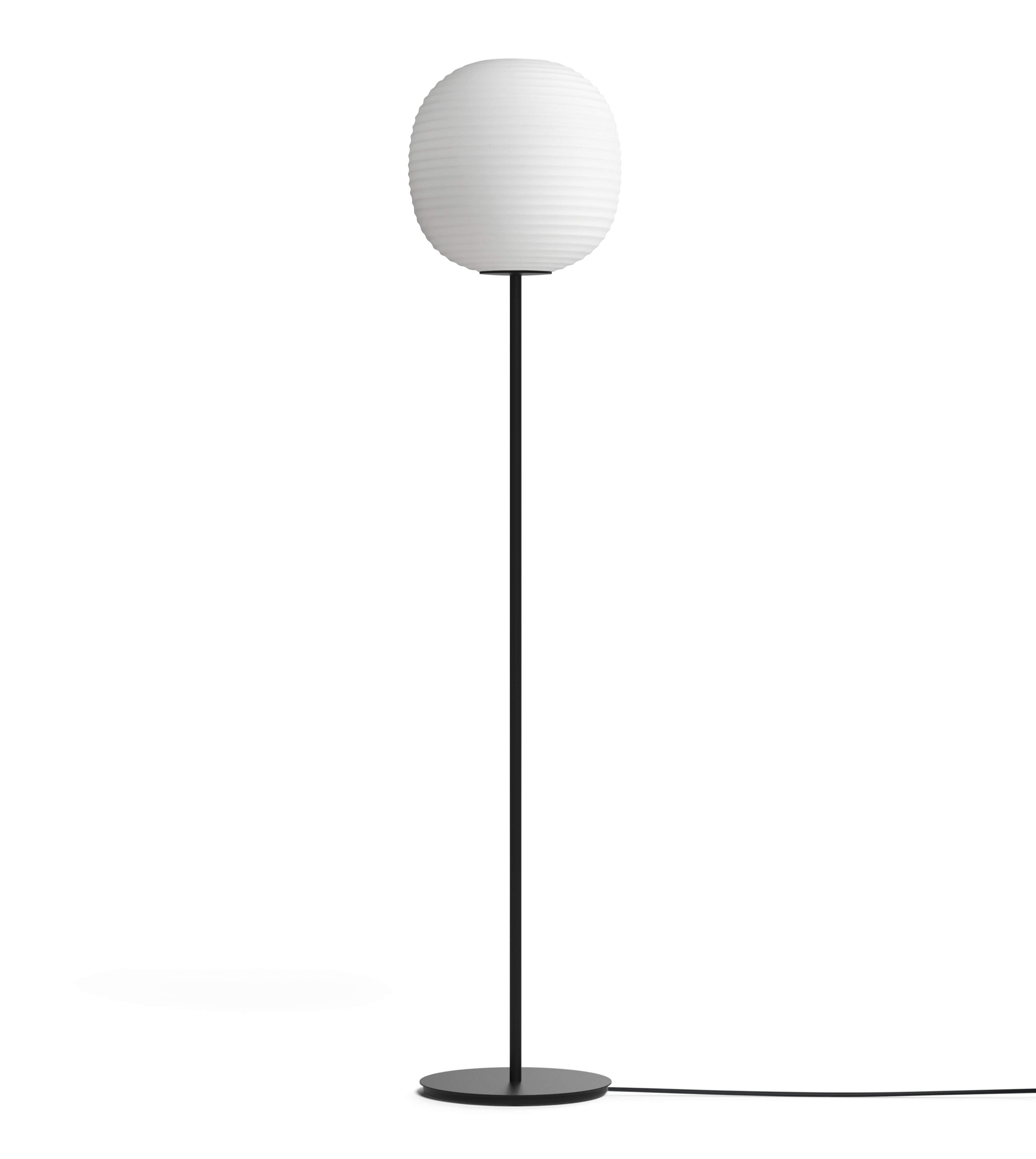 Lantern white floor lamp with a black base