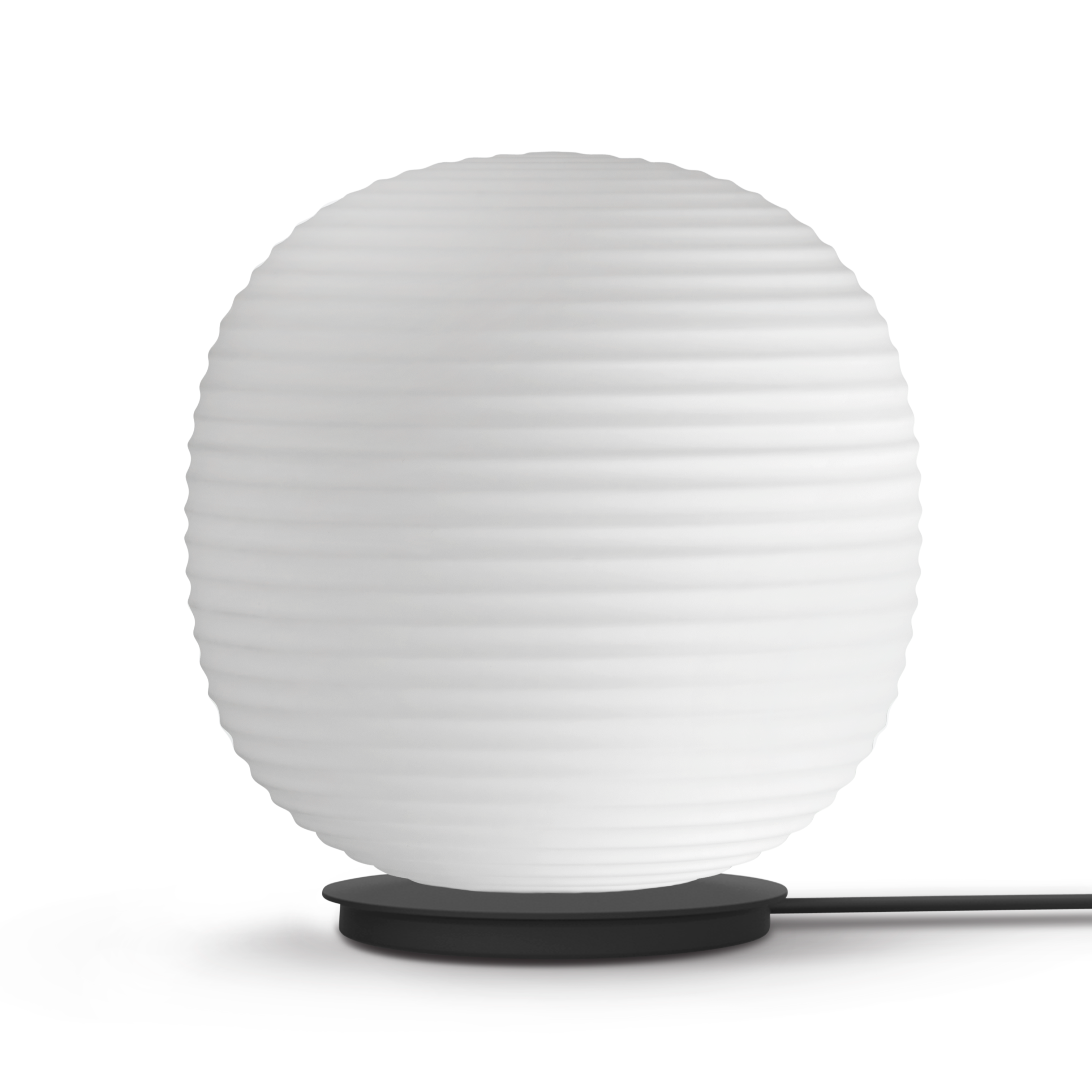 Lantern Globe white floor lamp with a black base