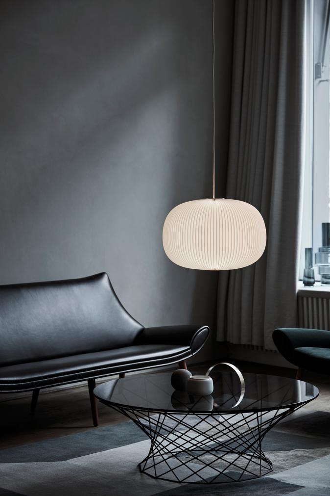 Pendelleuchte MODELL 132 LAMELLA 1 weiß mit silberner Veredelung