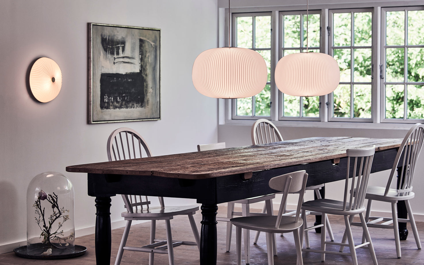 Pendelleuchte MODELL 132 LAMELLA 1 weiß mit silberner Veredelung