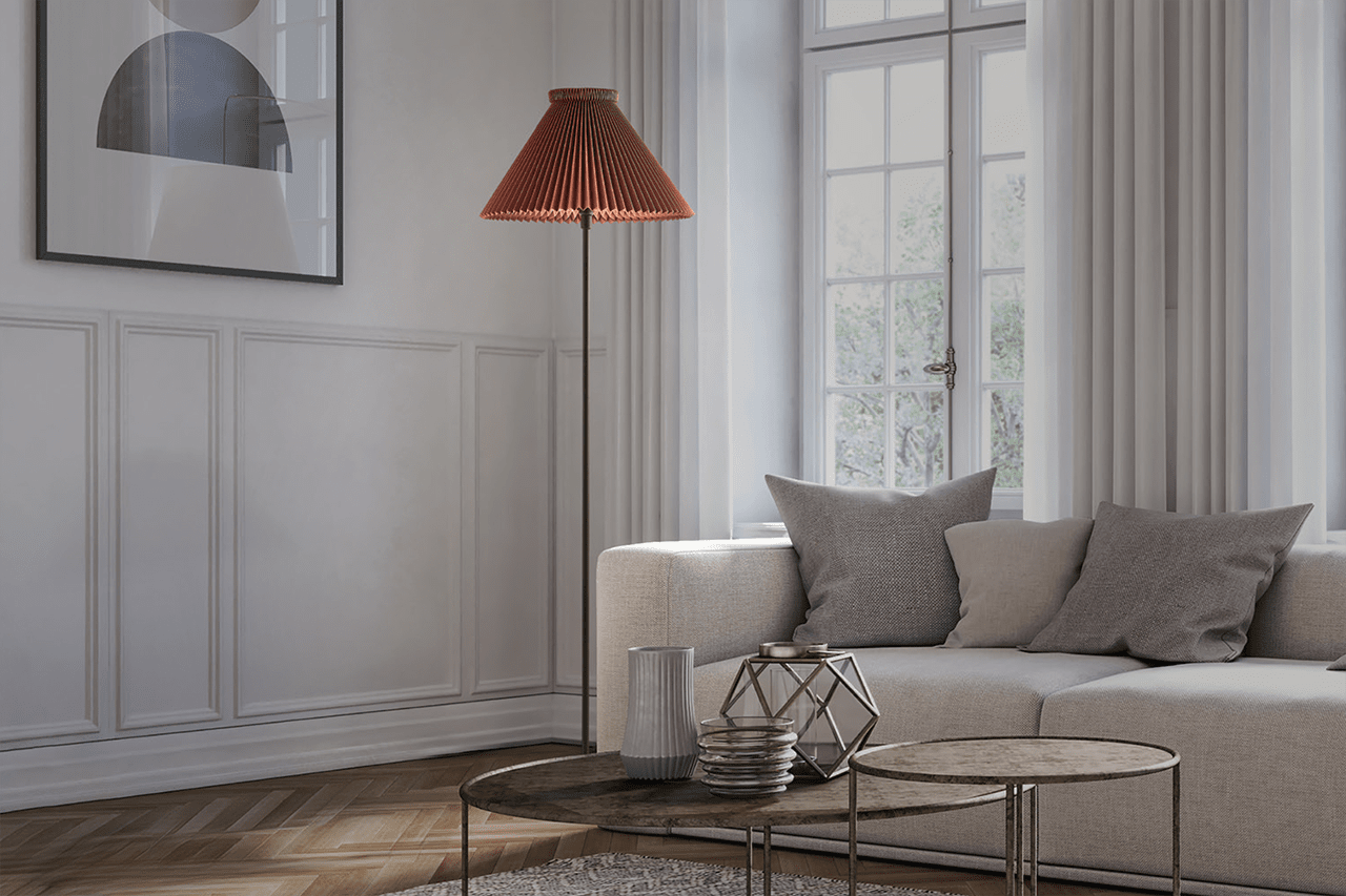 Mustard Floor Lamp MODEL 334 with Black Base