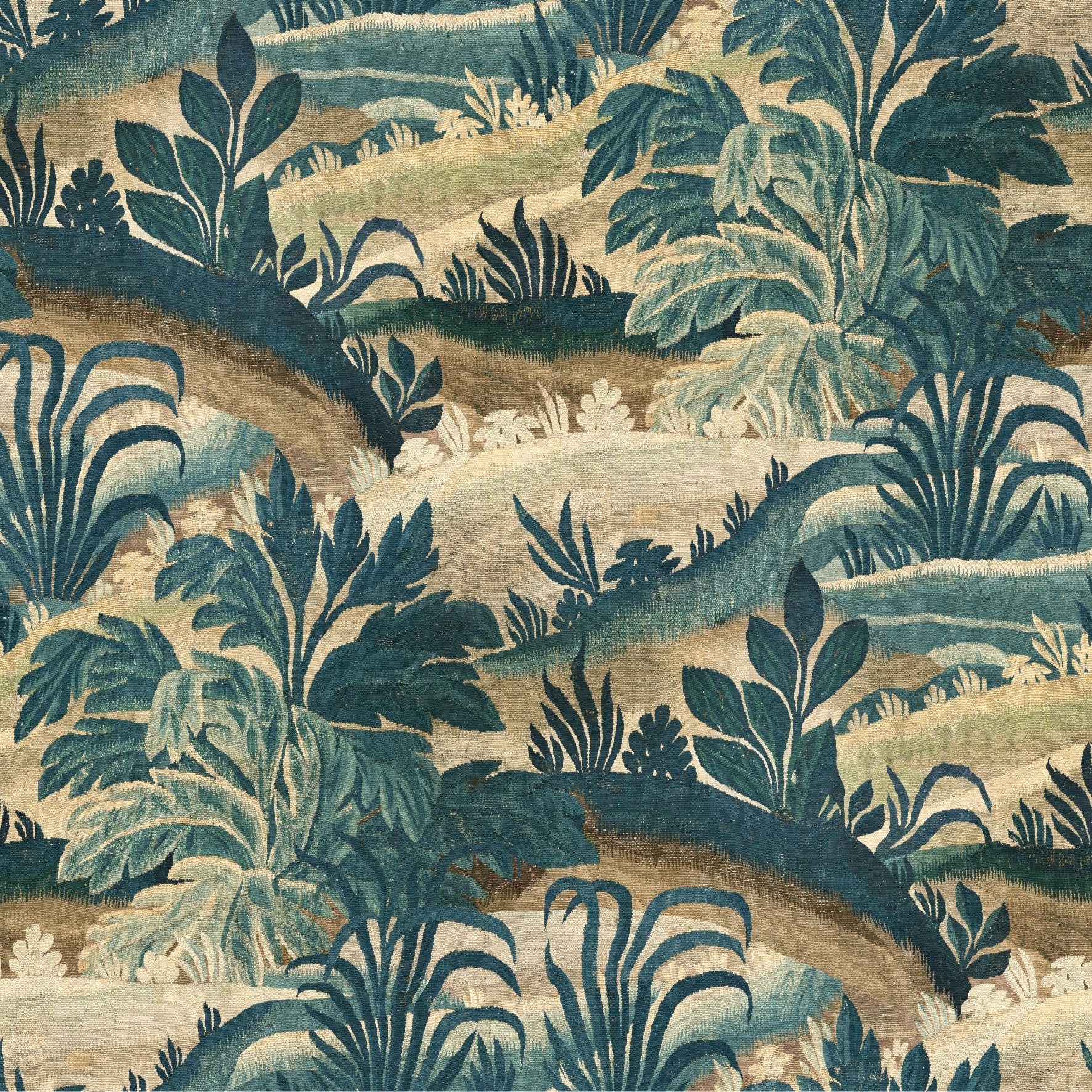 Textiltapete mit Pflanzenmotiv COLLINES grün mit beige