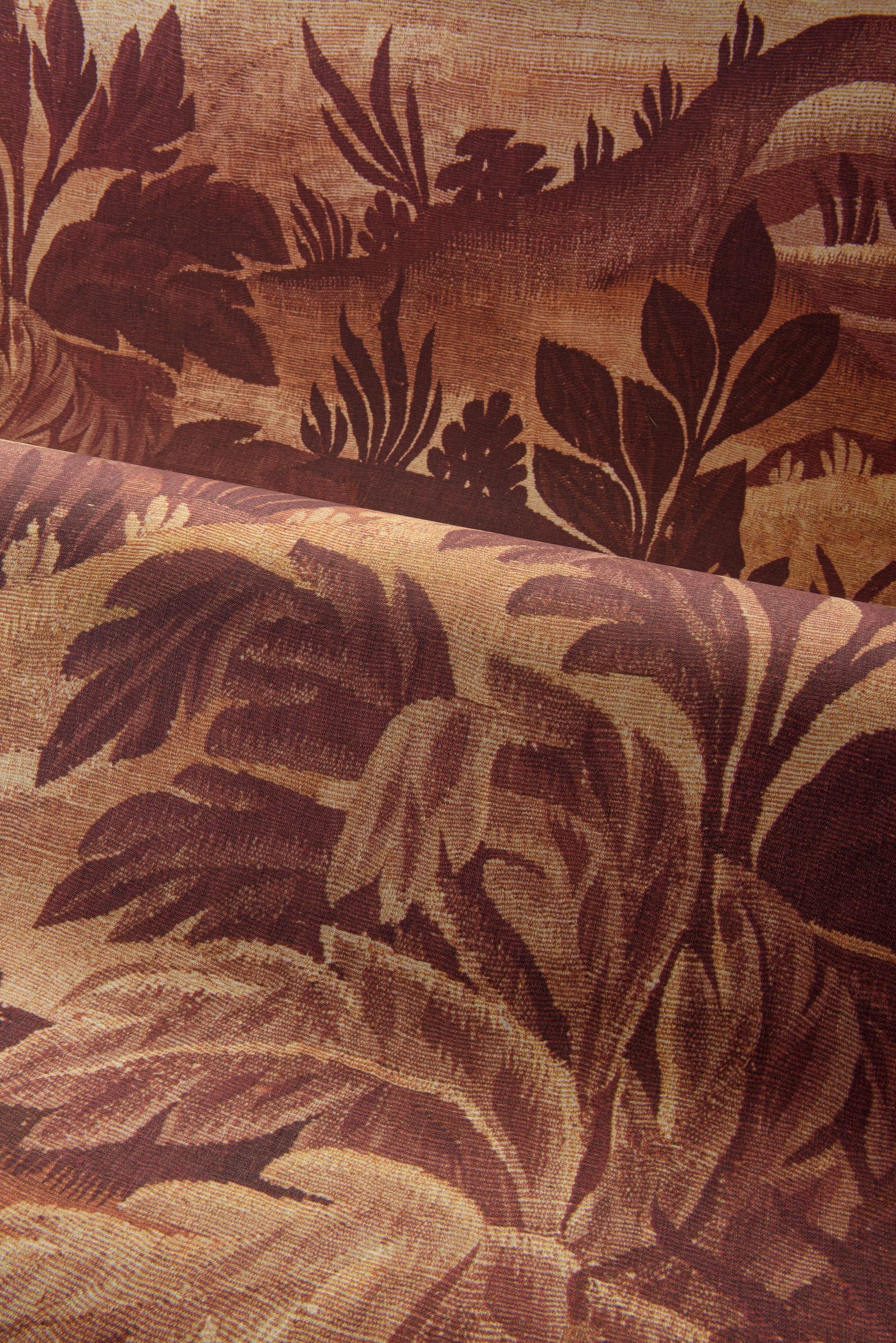 Textil-Tapete mit Pflanzenmotiv COLLINES braun mit beige