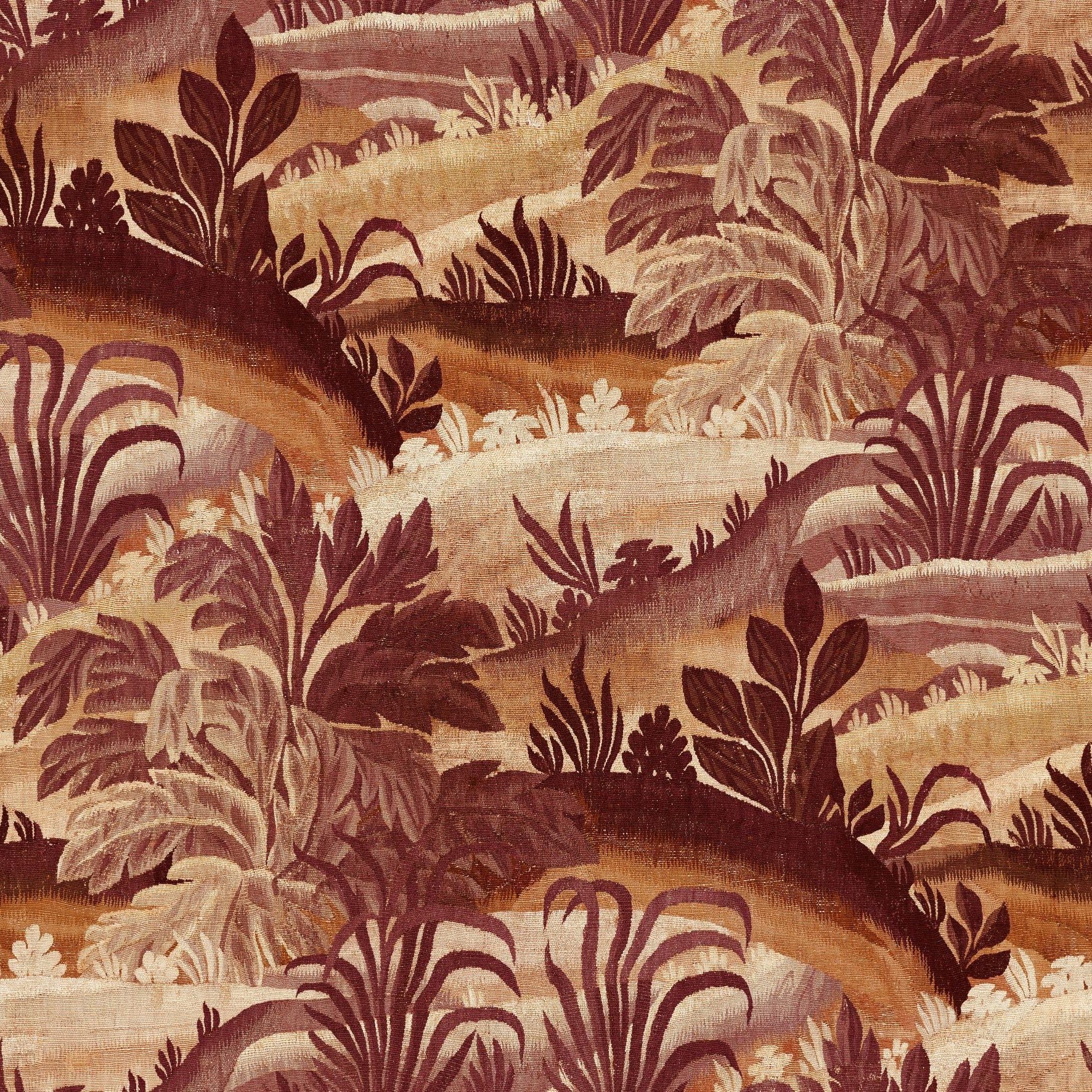 Textiltapete mit Pflanzenmotiv COLLINES rot mit beige