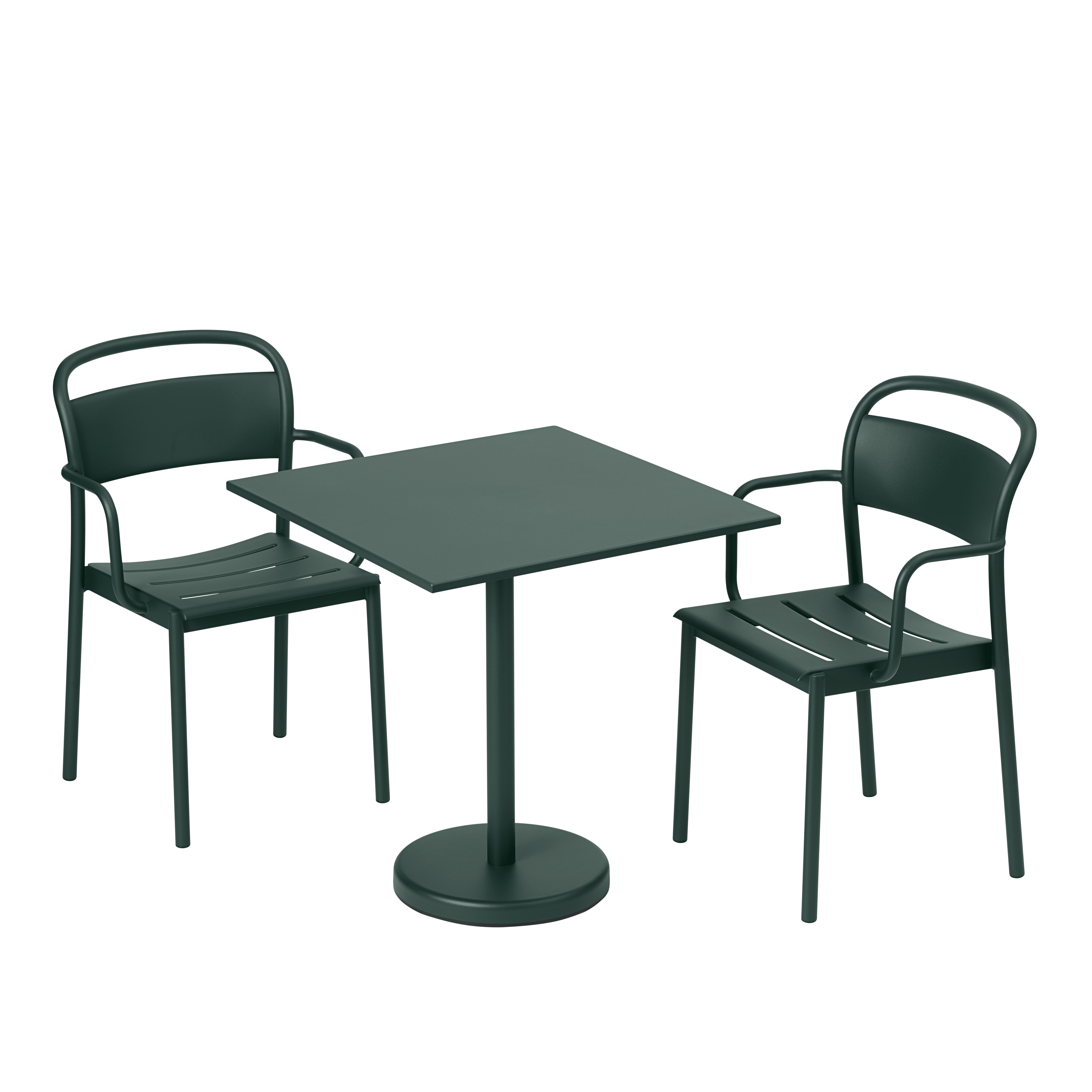 Outdoor Armchair with Armrests LINEAR Dark Green Steel [Amelia]