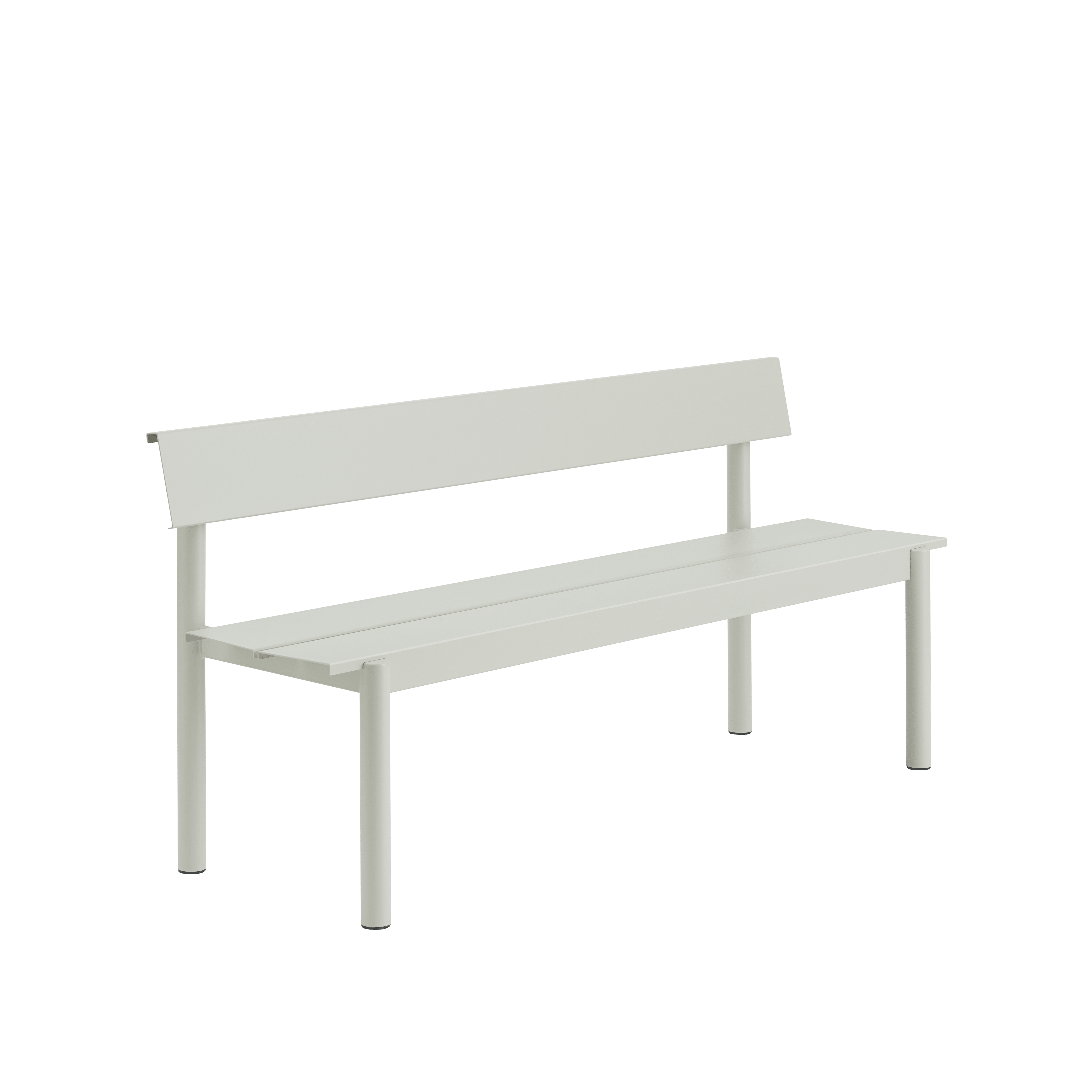 LINEAR Gray Steel Outdoor Bench with Backrest