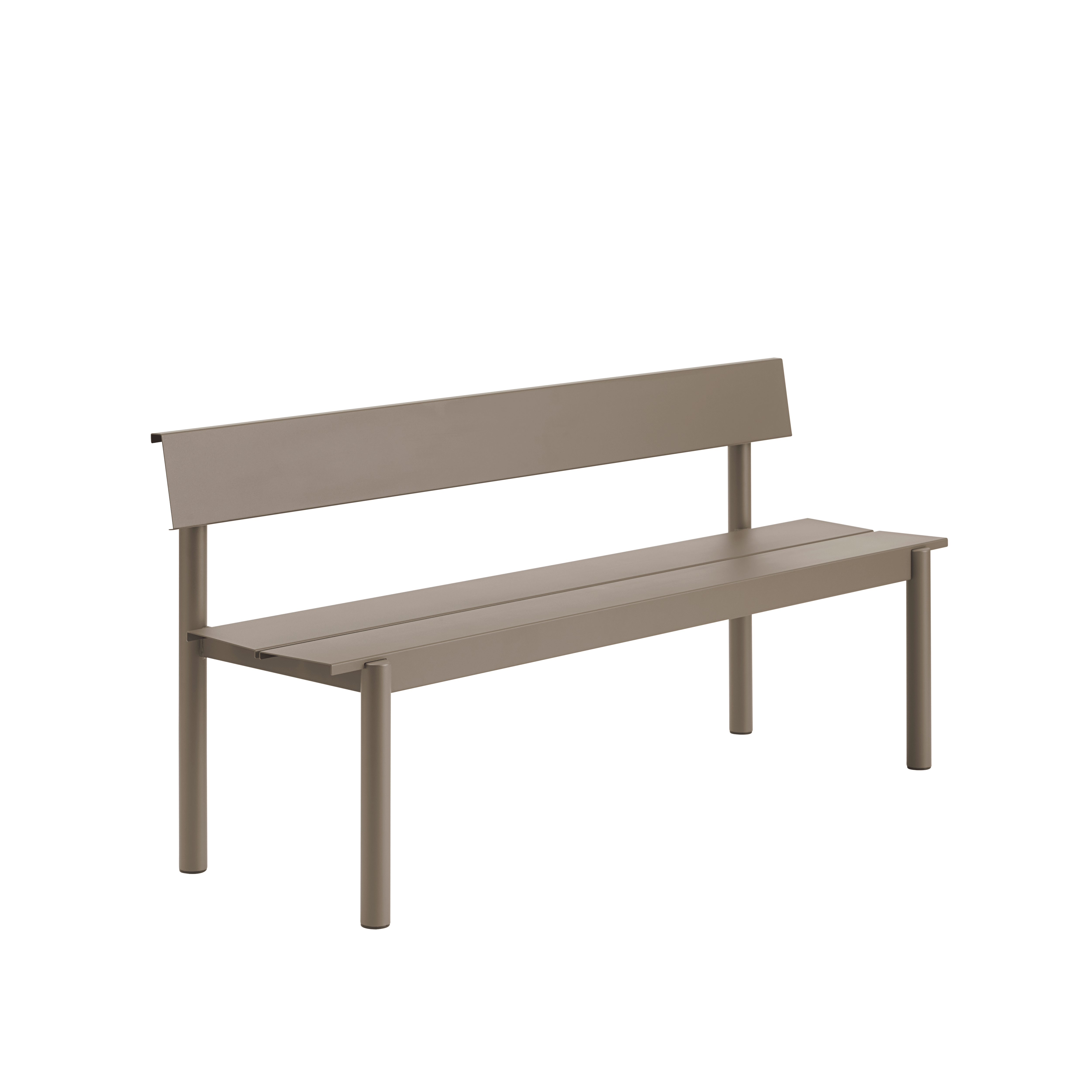 Outdoor bench with backrest LINEAR taupe steel