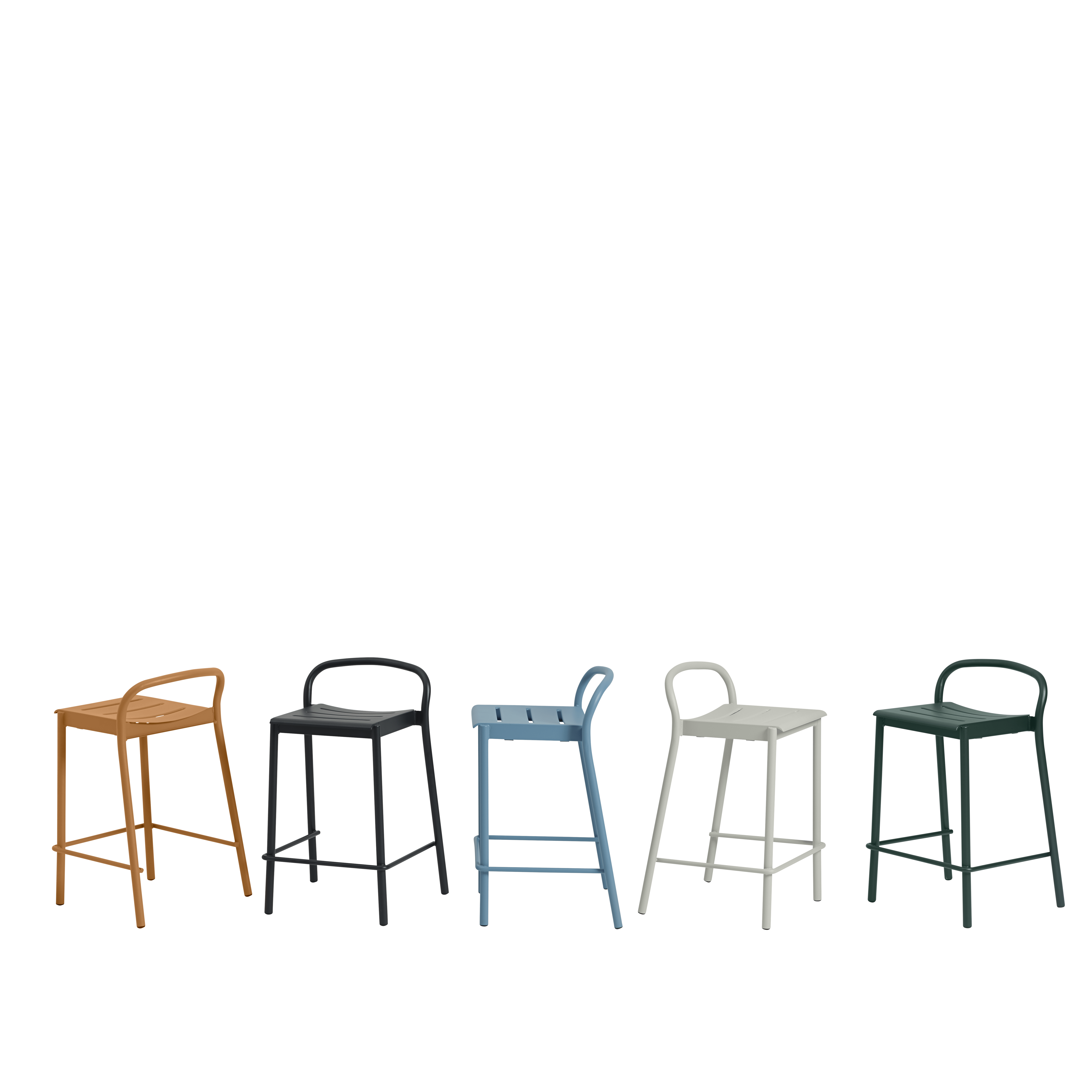 Outdoor Stool LINEAR dark green steel