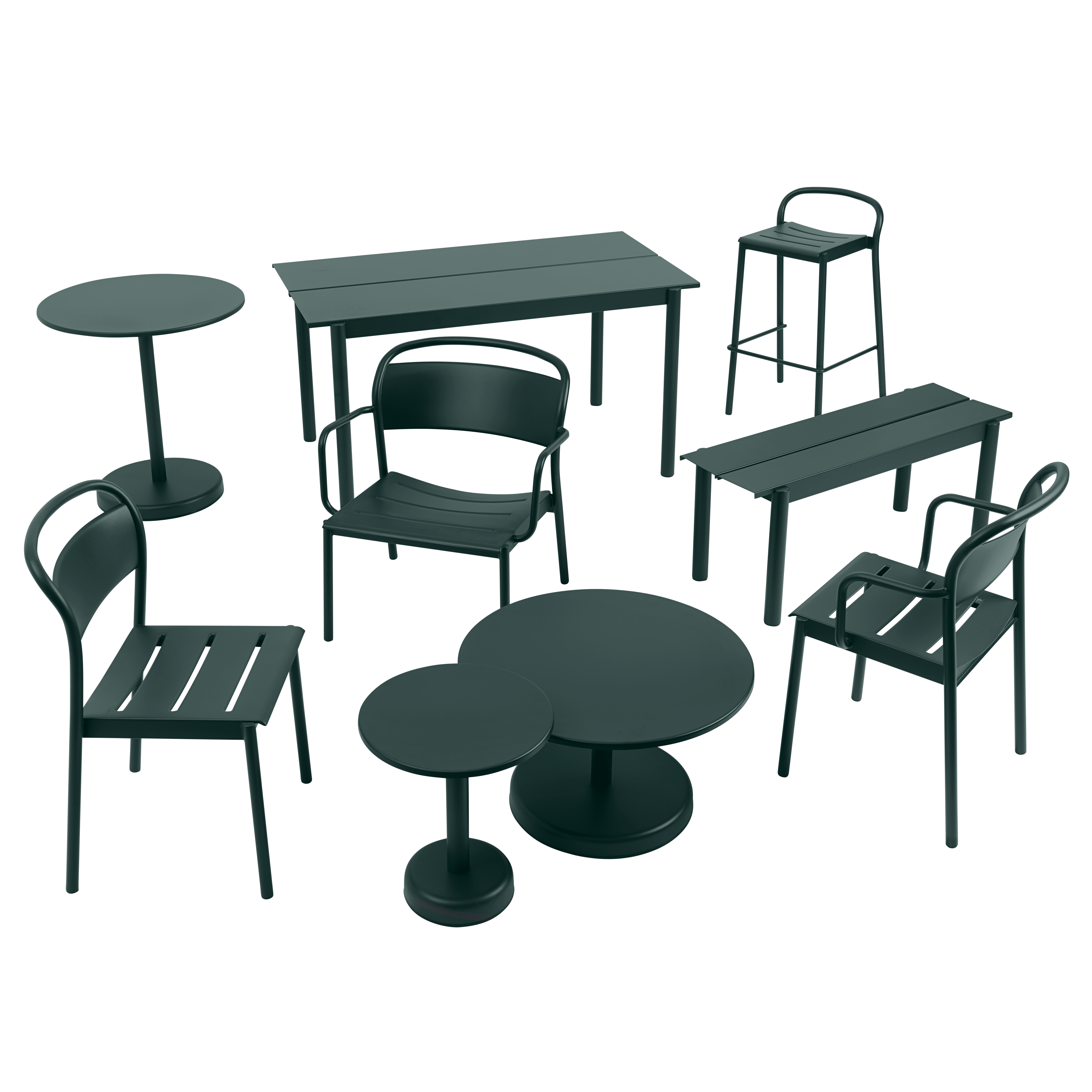 Outdoor Armchair with Armrests LINEAR Dark Green Steel [Amelia]
