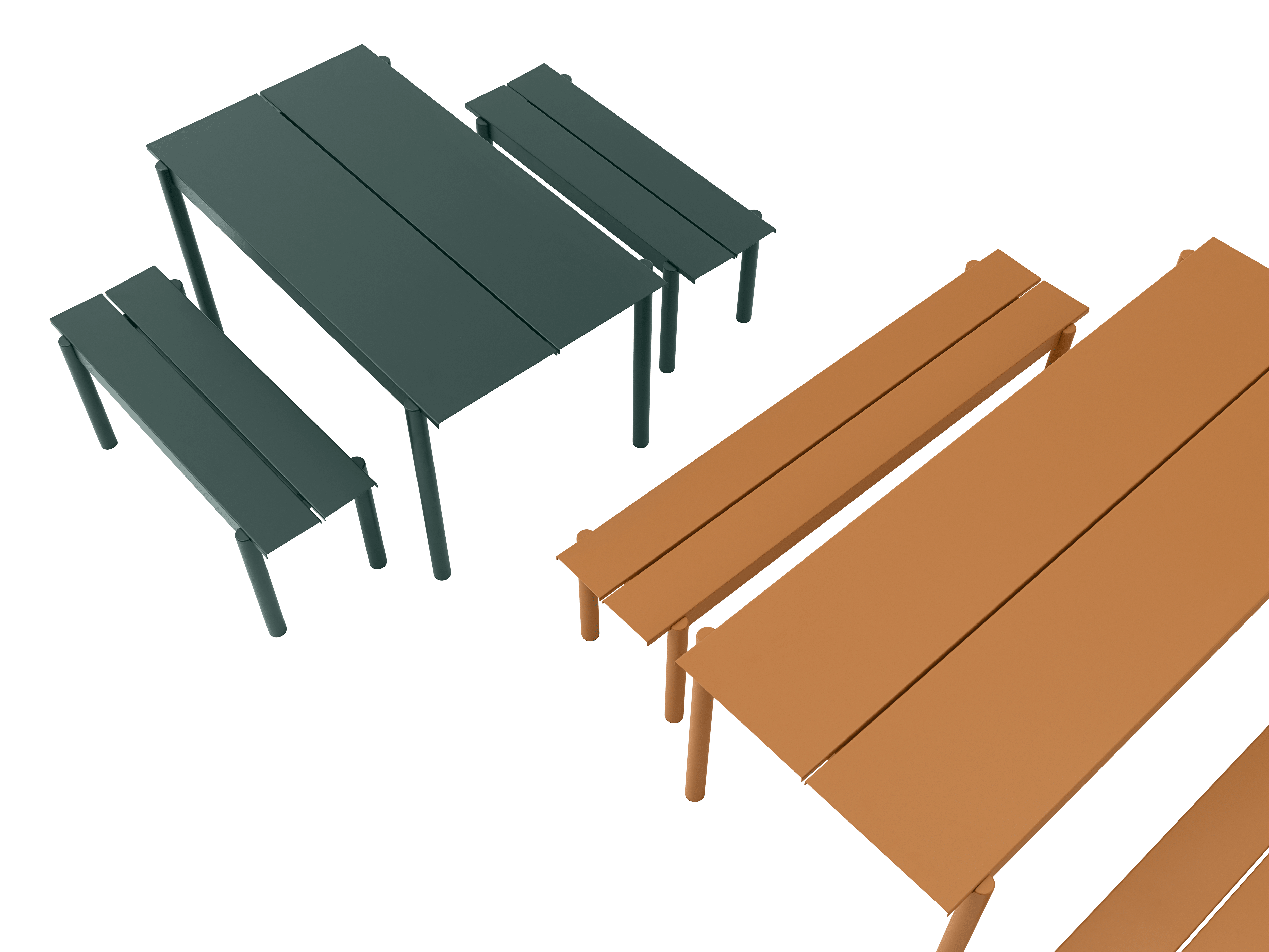 LINEAR Dark Green Steel Outdoor Bench