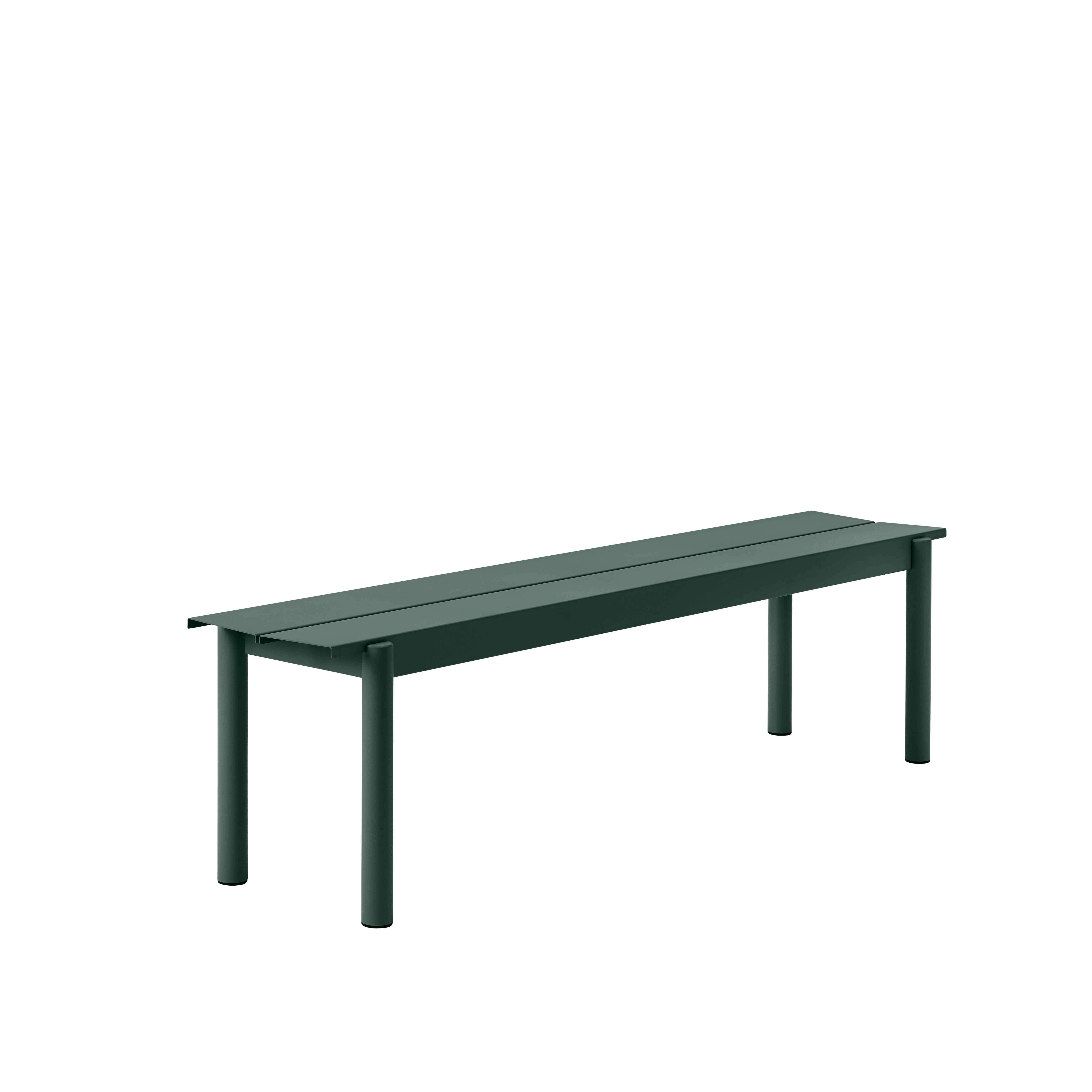 LINEAR Dark Green Steel Outdoor Bench