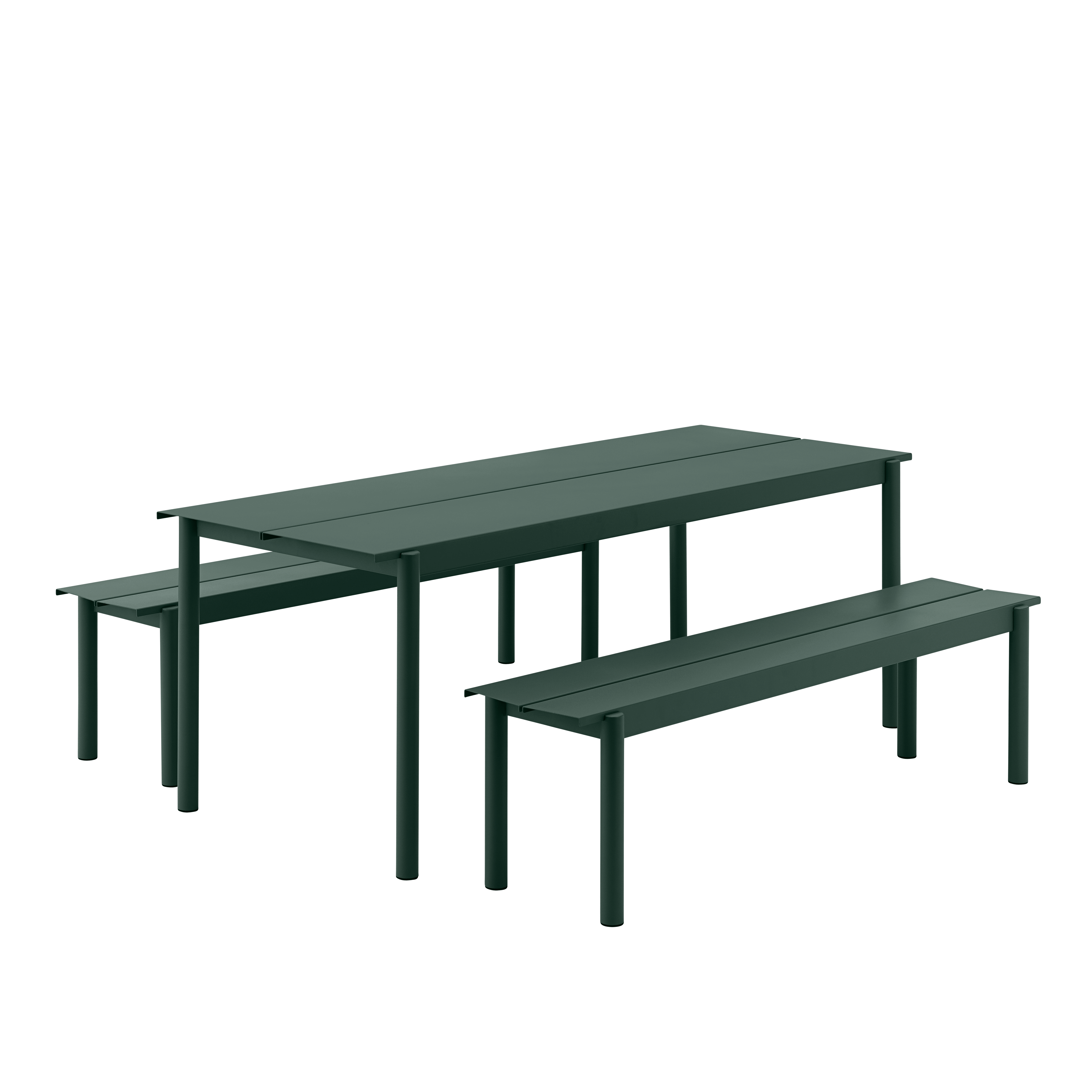 LINEAR Dark Green Steel Outdoor Bench