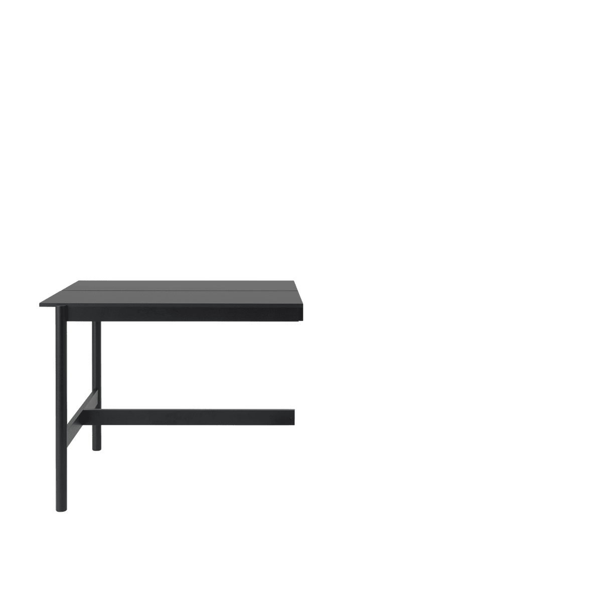 Bürotisch LINEAR SYSTEM HIGH in Schwarz mit schwarzem Fuß aus Nanolaminat