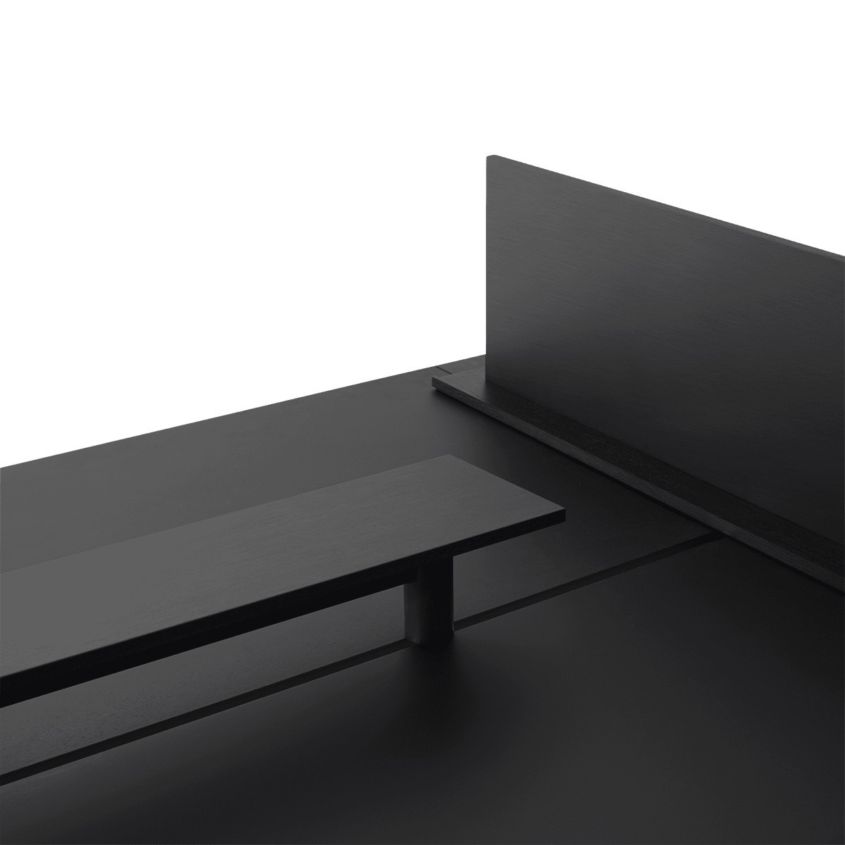 Bürotisch LINEAR SYSTEM HIGH - KONFIGURATION 2, schwarzes Nanolaminat mit schwarzem Gestell