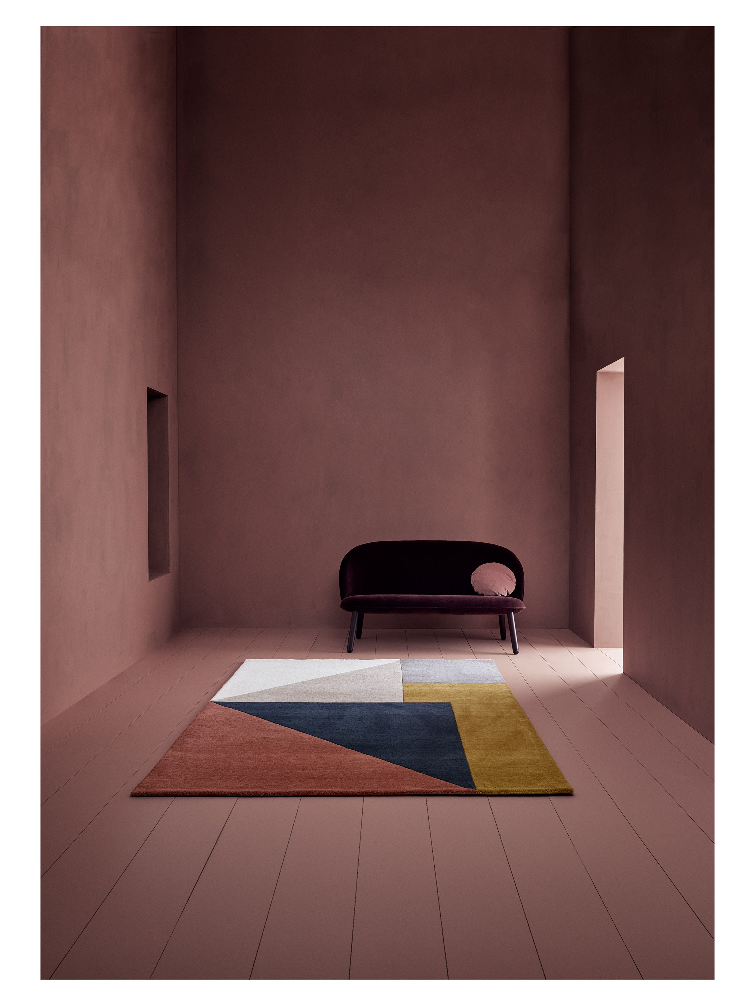 ARGUTO Rug - COMBI green with burgundy