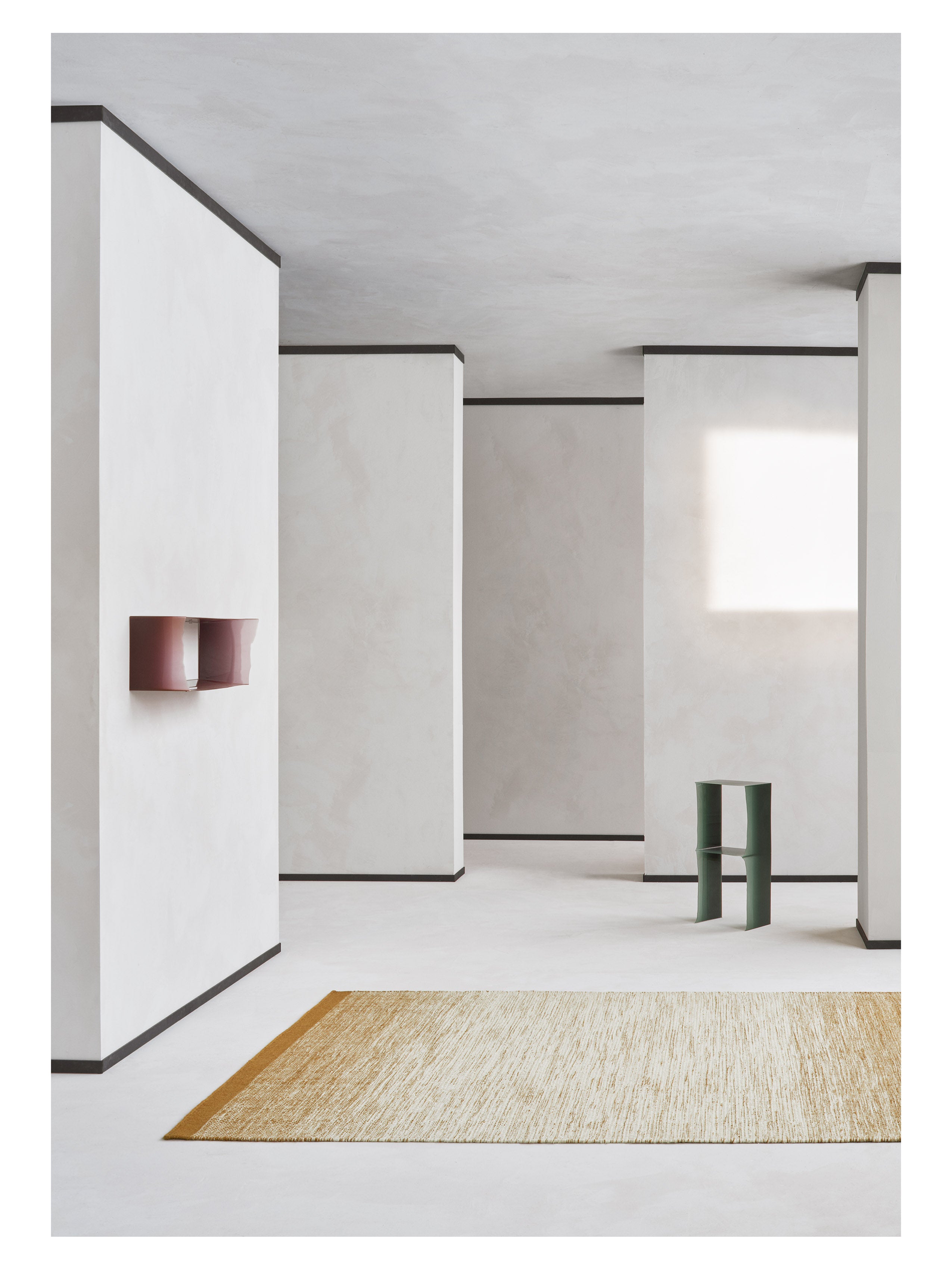 LULE green rug with beige