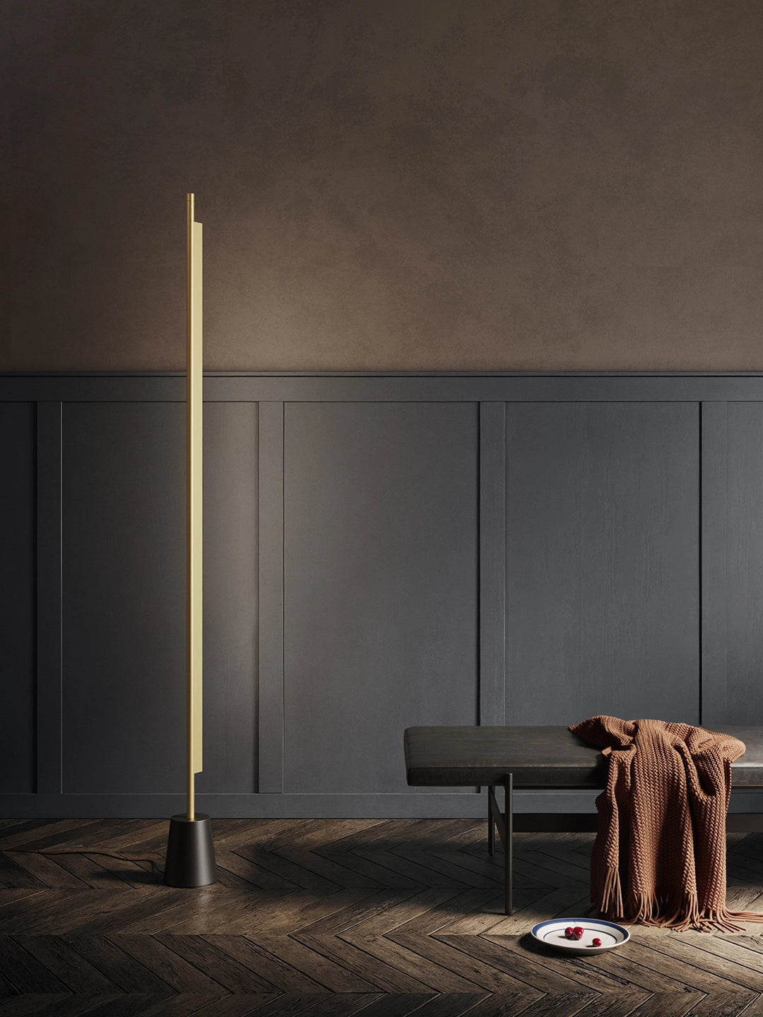 Compendium floor lamp brassy