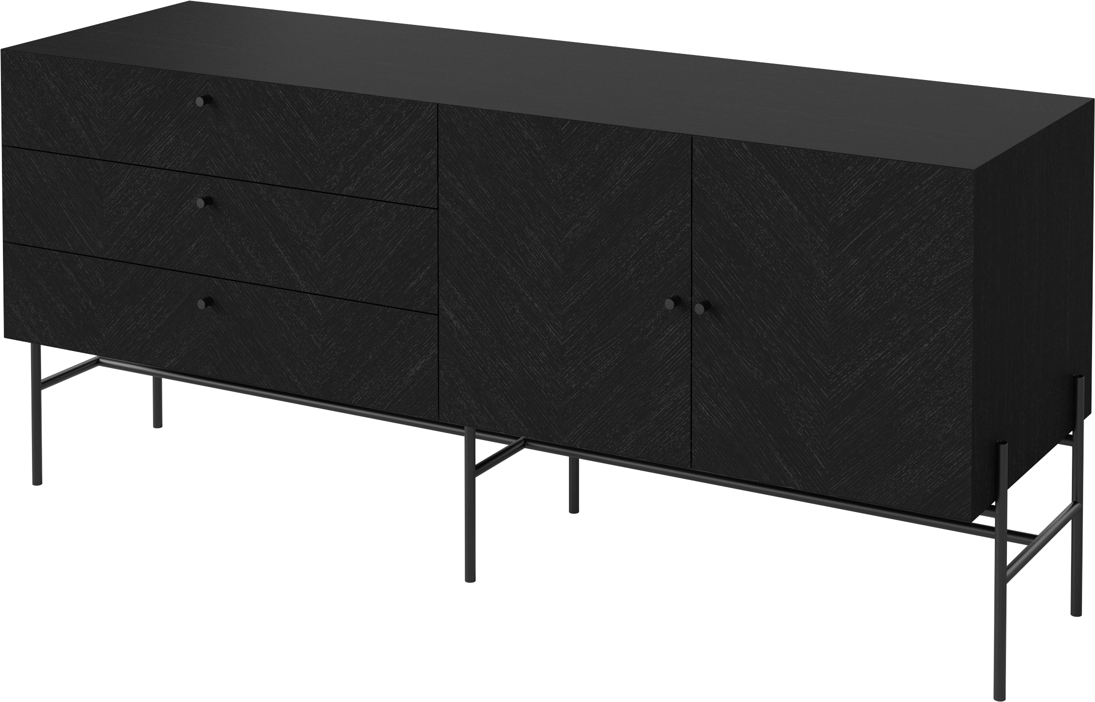 Luxe Sideboard schwarzes Eichenholz mit einer schwarzen Basis